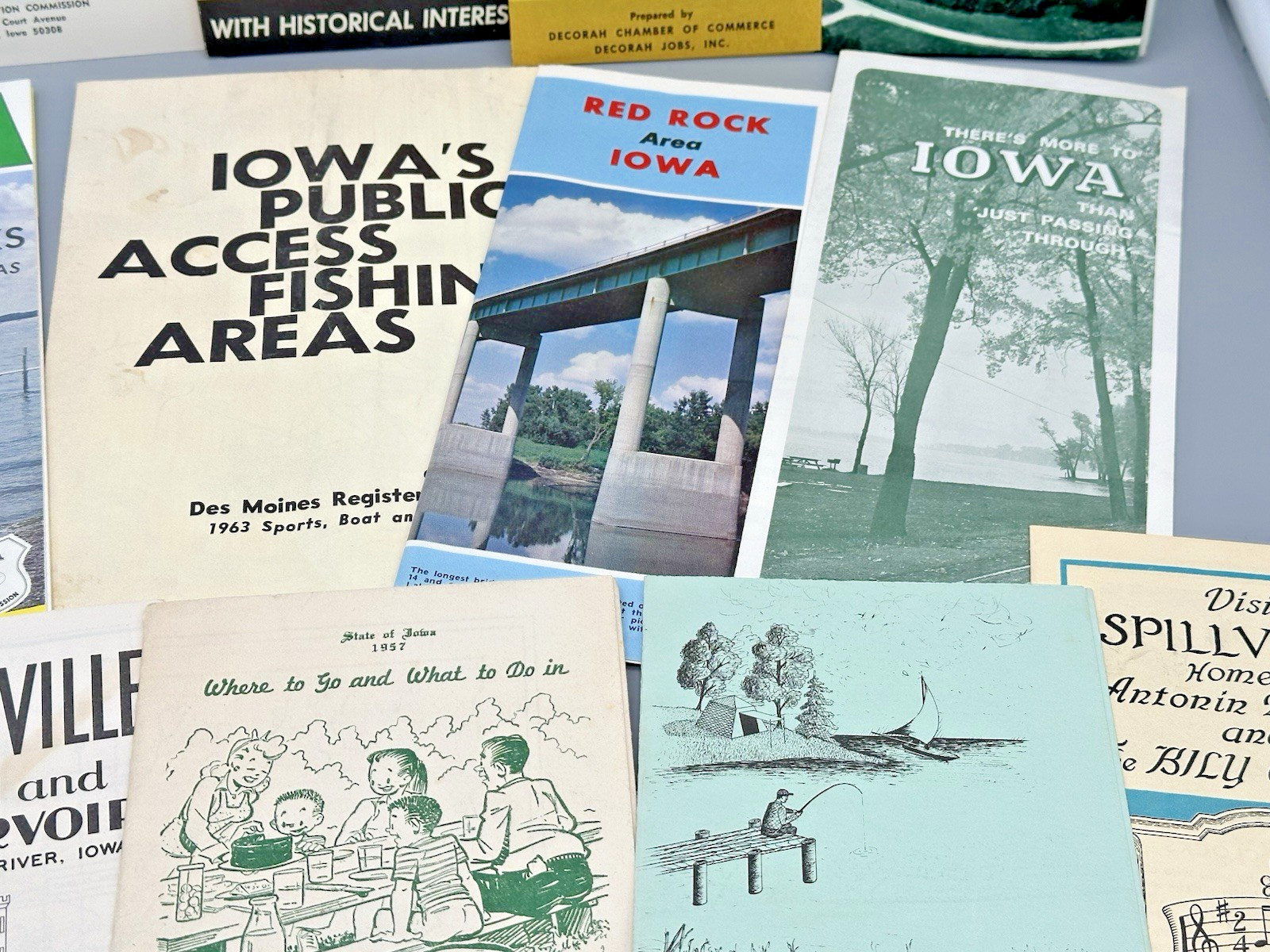 Lot of Vintage IOWA Travel Brochures Maps Decorah Coralville Red Rock Spillville