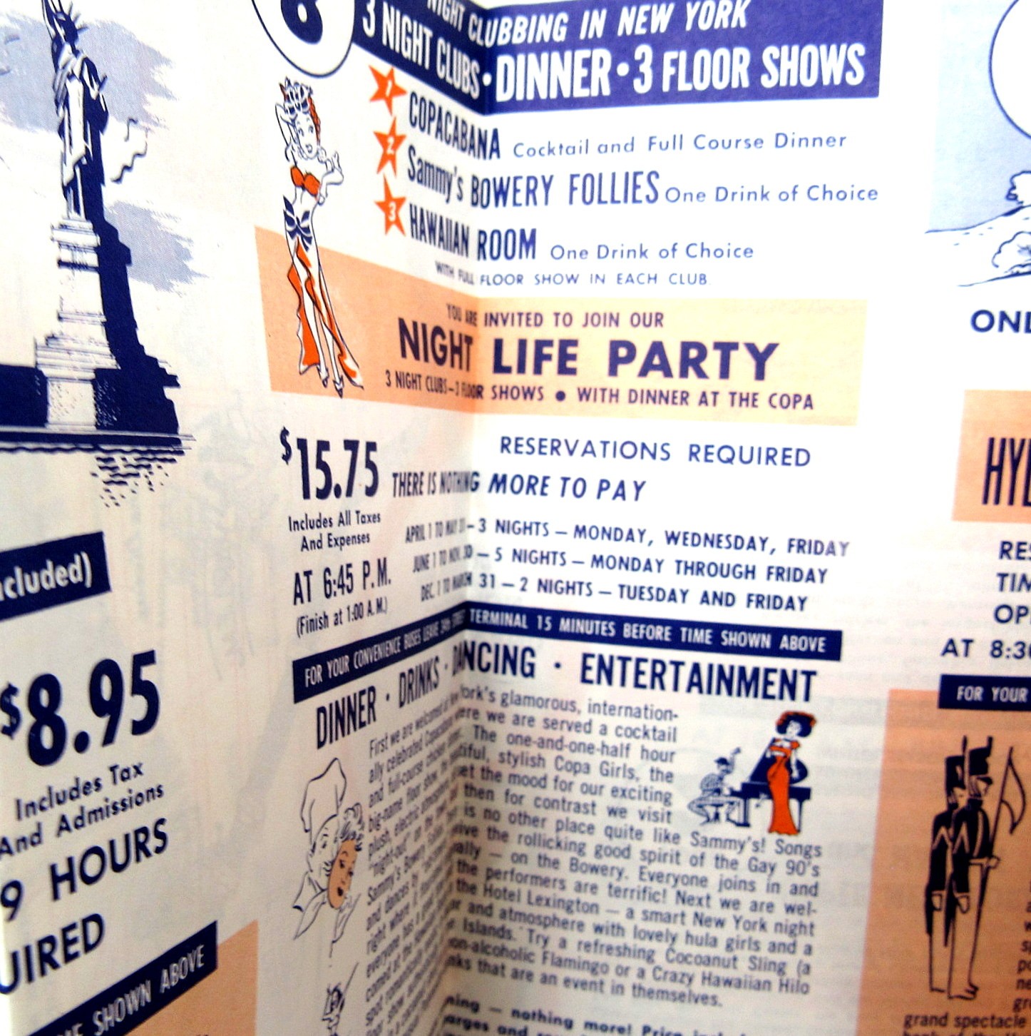 New York City Sightseeing Map Gray Line Folder 1956 NYC Vintage US Seller