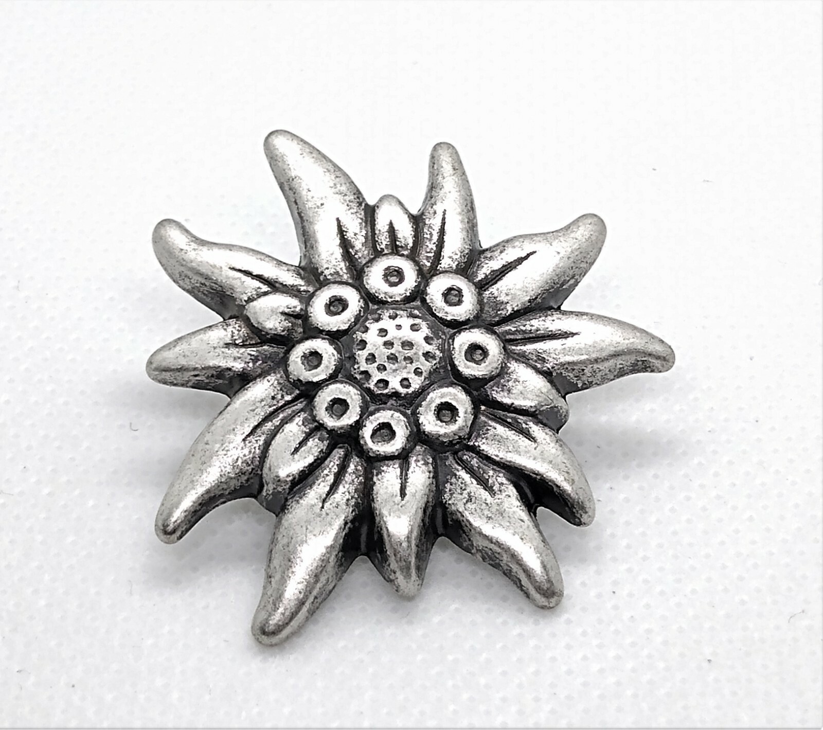 Lot of 2 Pins EDELWEISS Large Alpine Flower Metal Hat Pins AUSTRIA GERMANY NEW