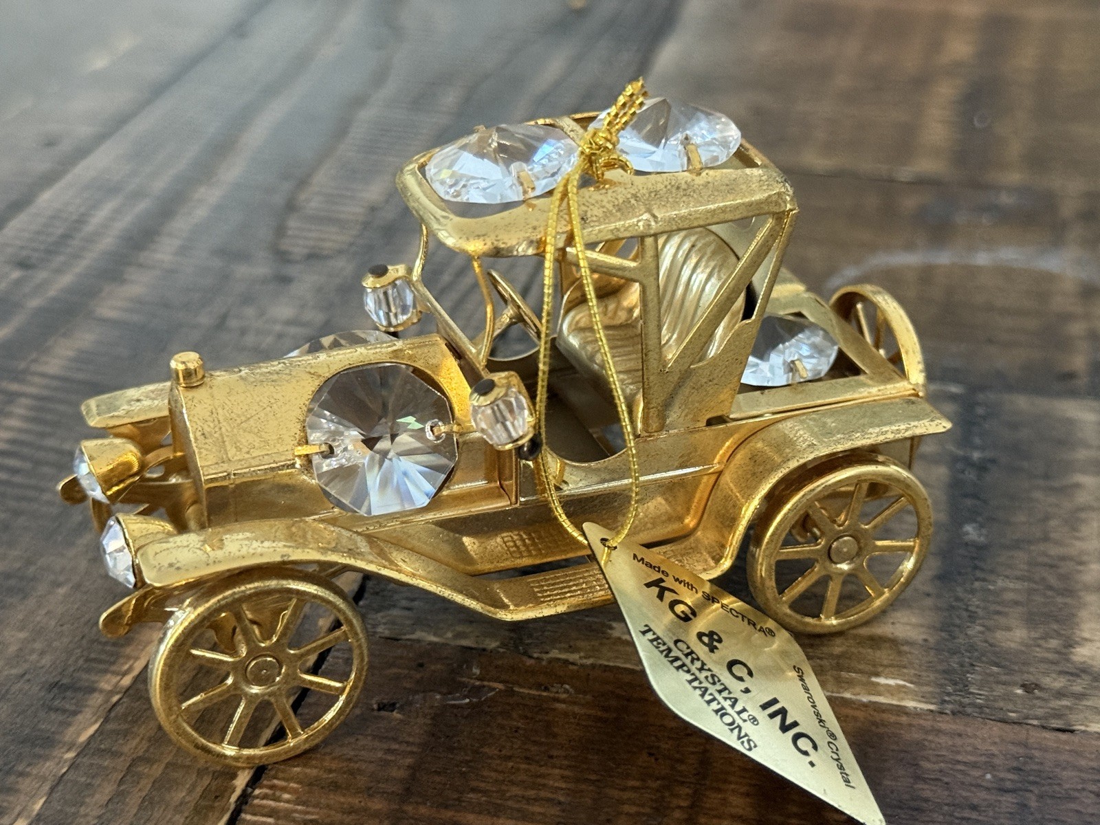 Vintage Ford Model T Car , VW Bug Car Set w/ Swarovski Crystals 24k Gold plated