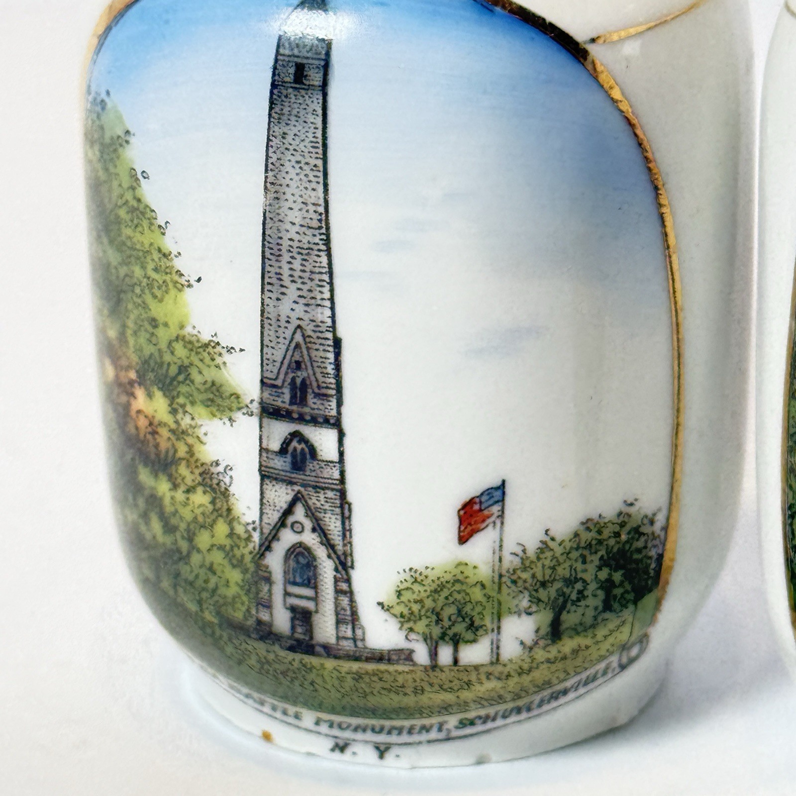 Schuylerville NY NEW YORK Souvenir Porcelain Trinket SALT PEPPER SHAKERS