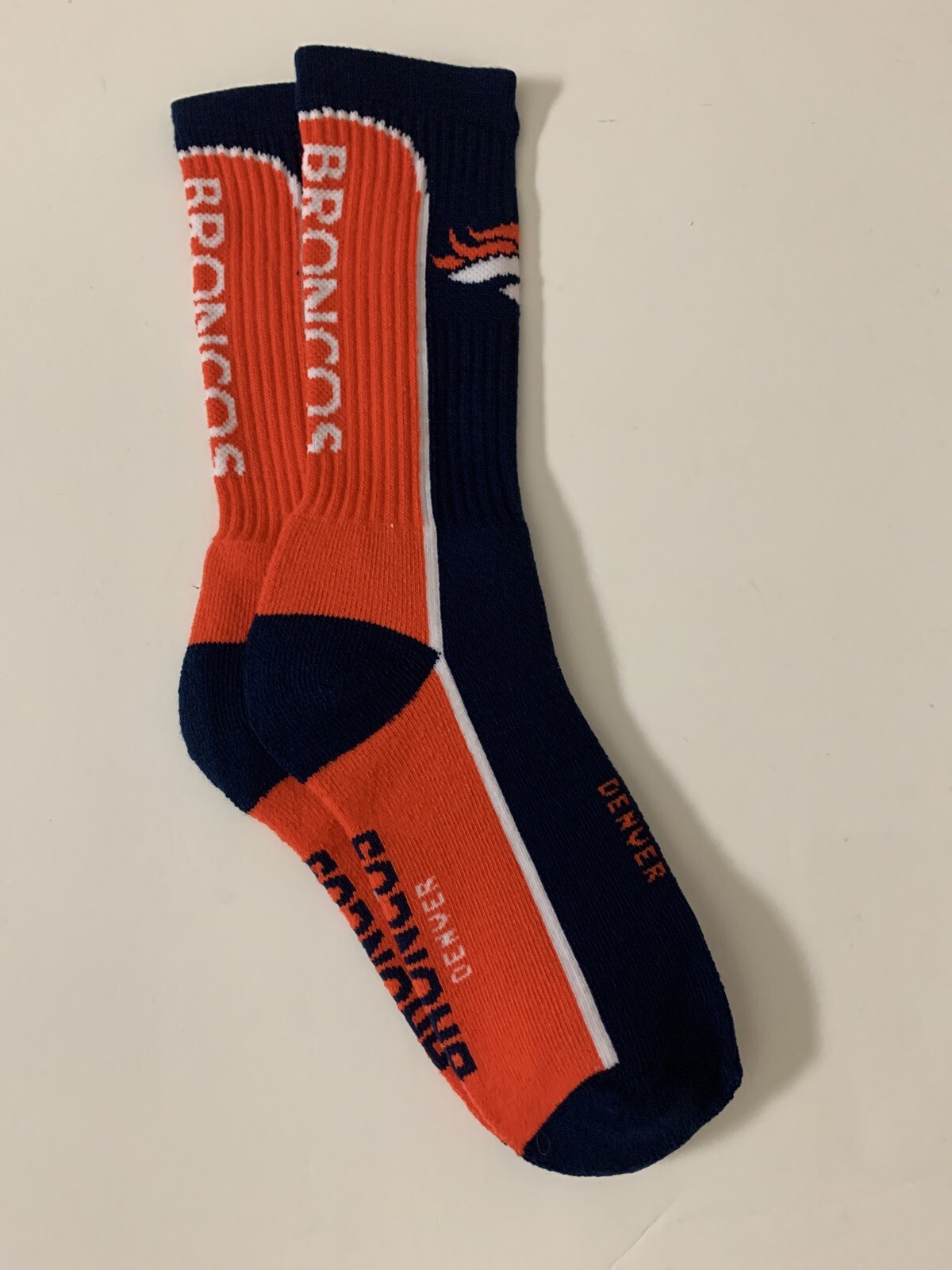 Denver Broncos Adult Crew Socks New Free Ship Large High Quality Thick (F6)