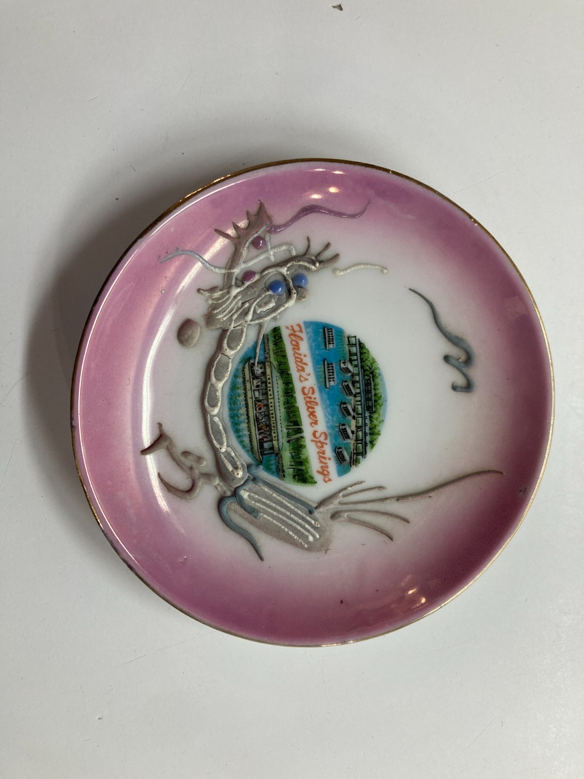 Silver Springs Florida Souvneir Raised Dragon trinket dish souvenir Kenmar