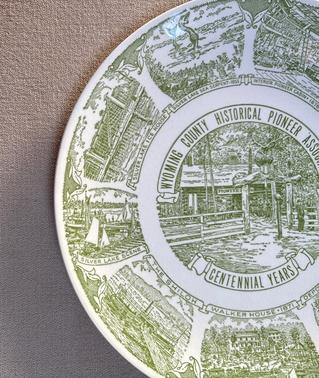 VTG~Wyoming County NY Historical Pioneer Association Centennial Years Plate~10”
