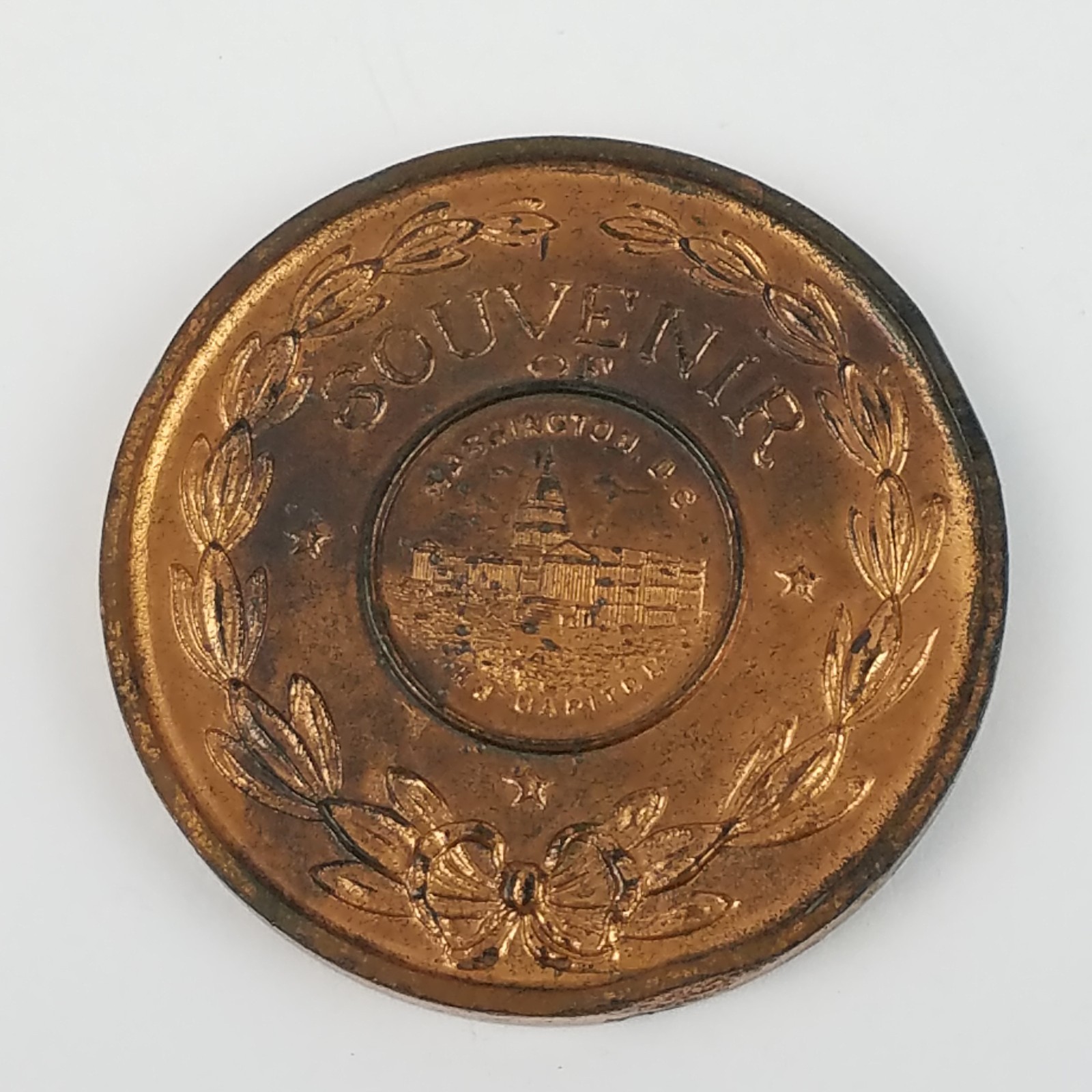 Vtg Lucky Penny Souvenir 1920 Indian Head Washington DC Capitol 3″ Copper Color