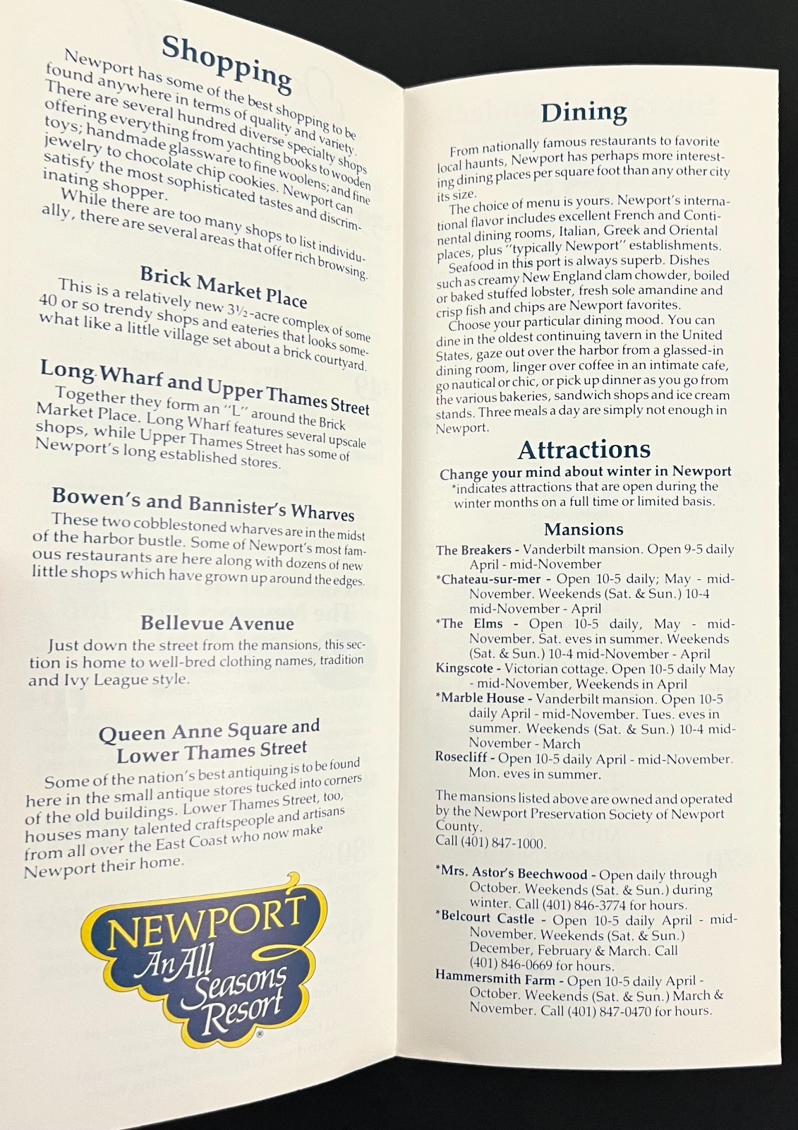 1983-1984 Newport Rhode Island Hotel Inns B&Bs Packages Vintage Travel Brochure