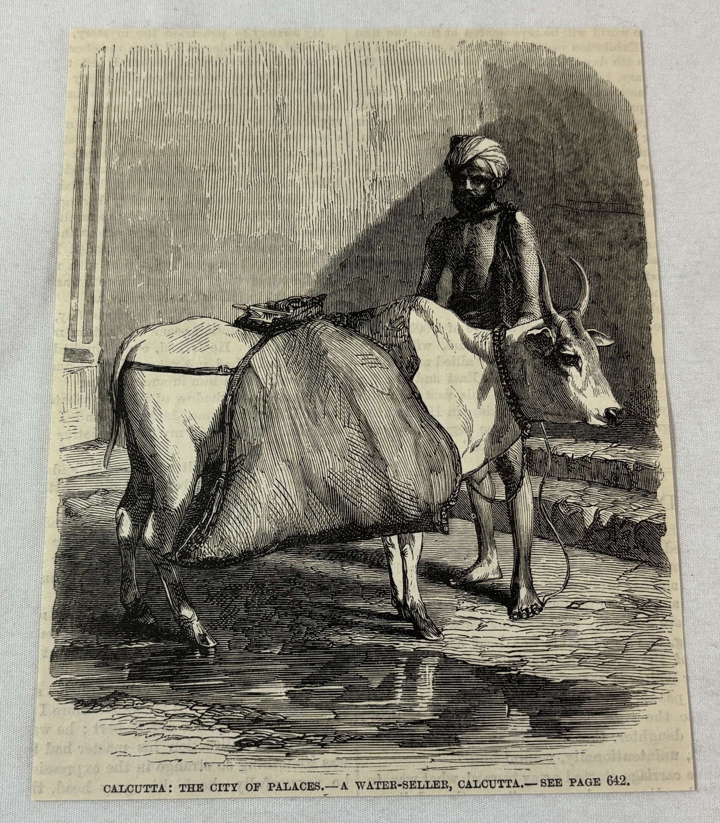1883 magazine engraving ~ A WATER SELLER IN CALCUTTA India