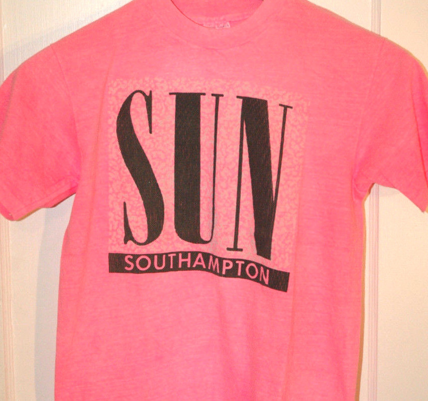 Rare SOUTHAMTON SUN T Shirt SUMMER Hamptons New York NEON Hot Pink USA Retro