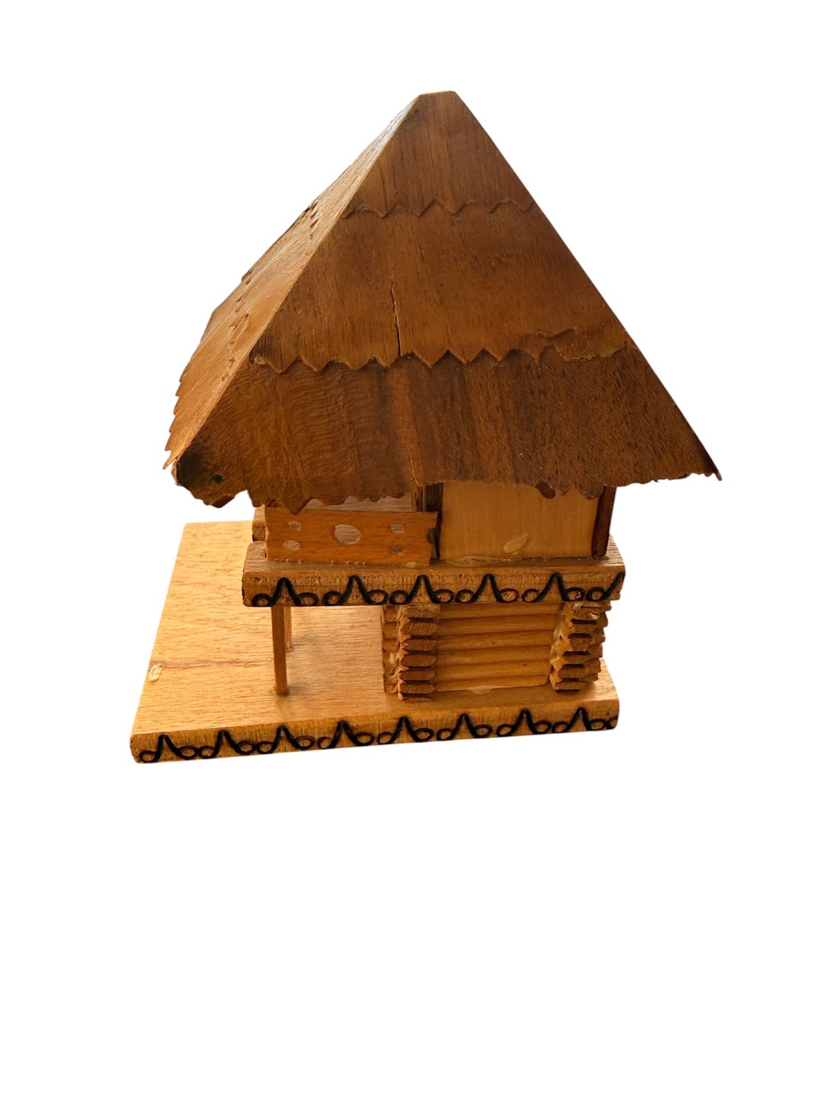 Romanian Wooden House Souvenir 1970s