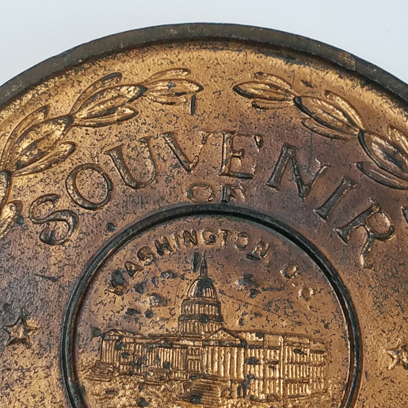 Vtg Lucky Penny Souvenir 1920 Indian Head Washington DC Capitol 3″ Copper Color