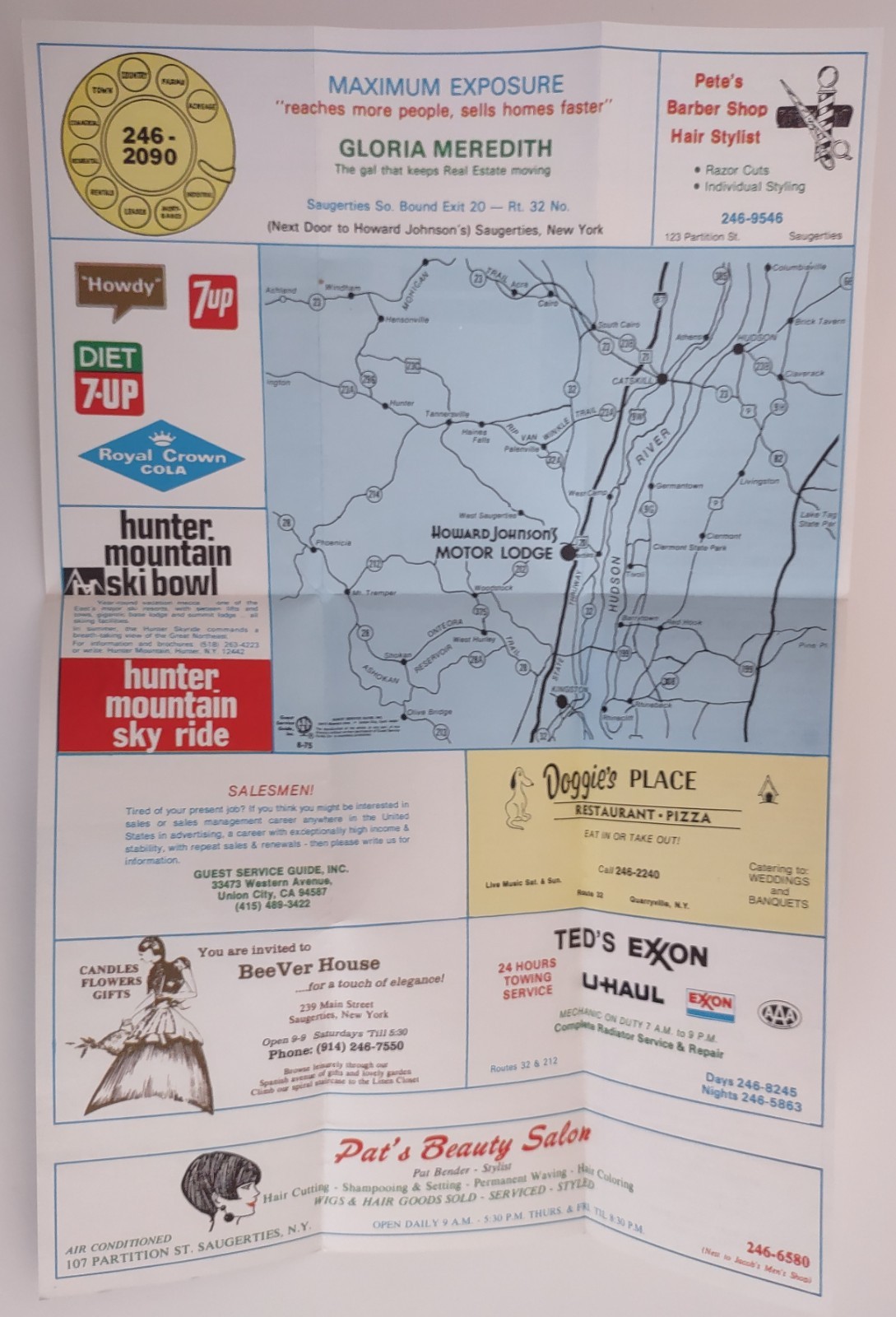 Howard Johnson’s Motor Lodge – Exit 20 Saugerties NY New York – brochure – 1975
