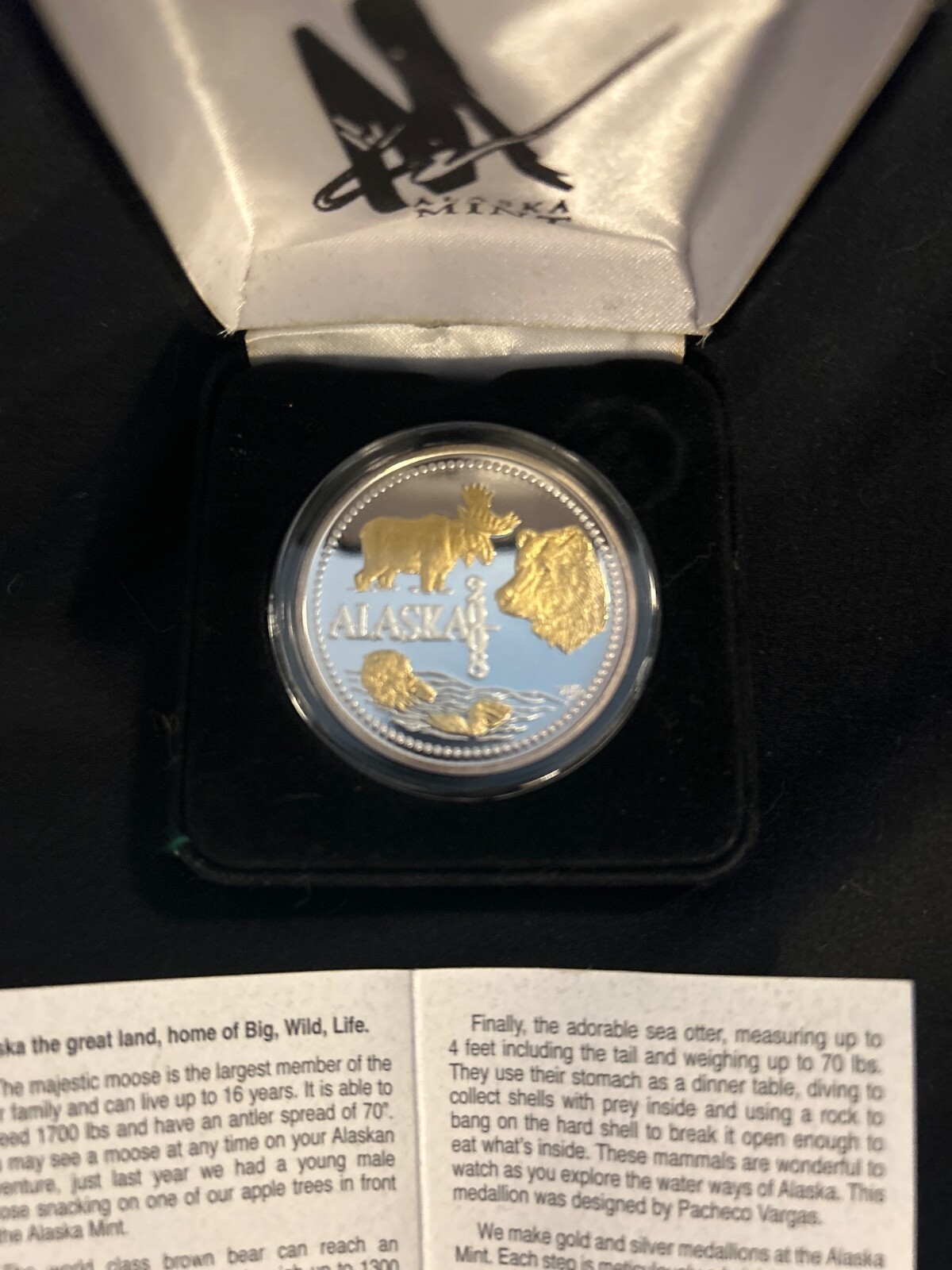 Alaska Mint Alaskan Wildlife Silver Gold Medallion Proof 1 Oz.