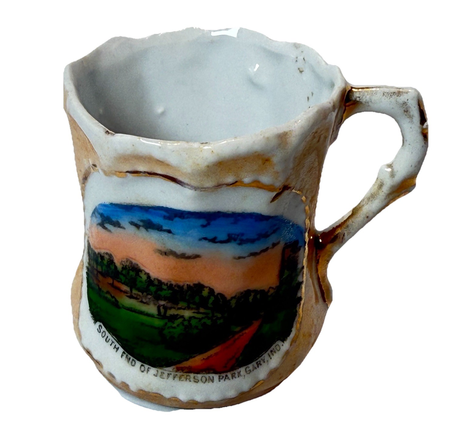GARY, INDIANA IN Antique JEFFERSON PARK Souvenir China GOLD GILDED Tea Cup