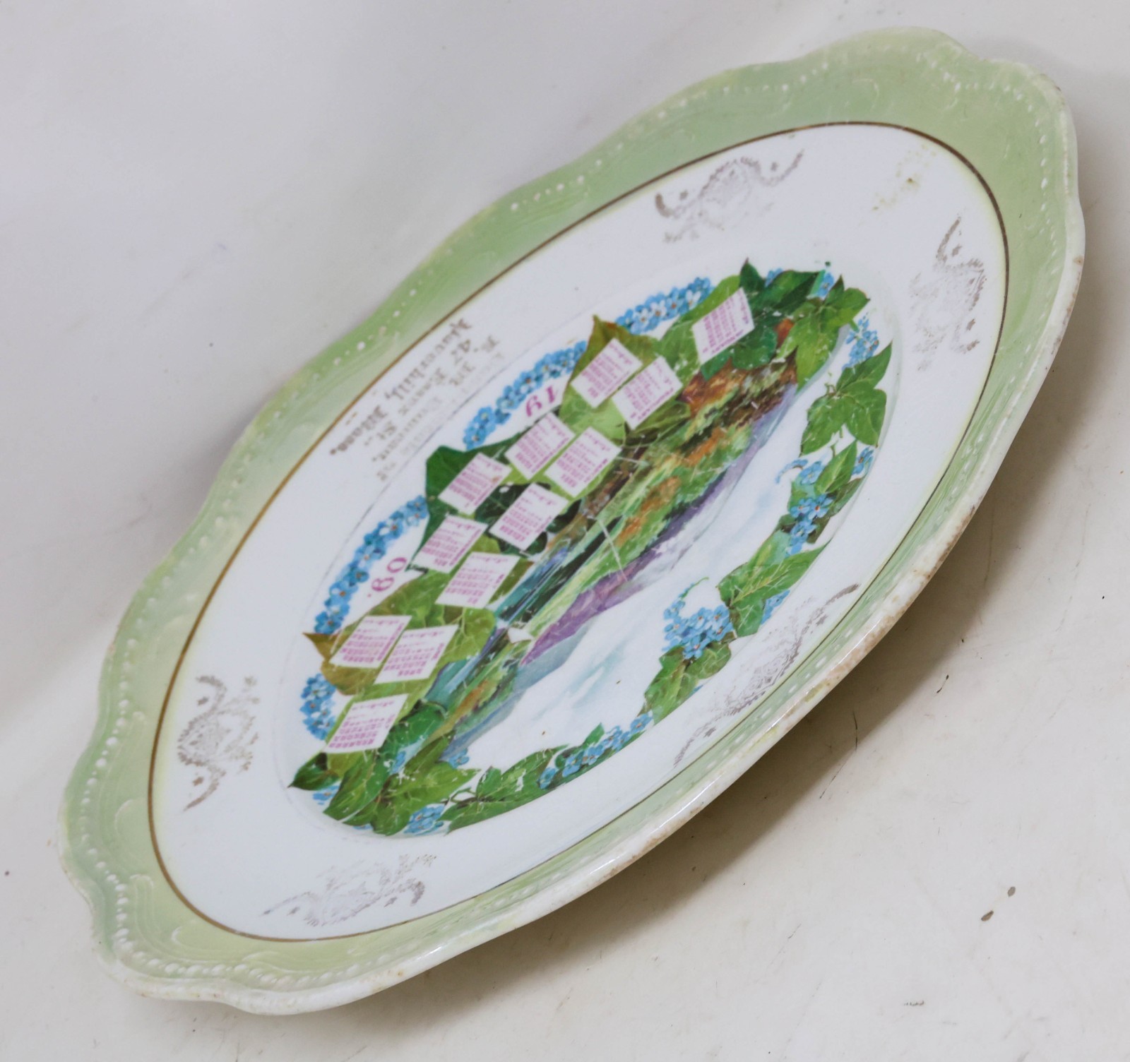 Antique 1909 Advertising Calendar Plate Haverhill Massachusetts BM Comeau 9.25″