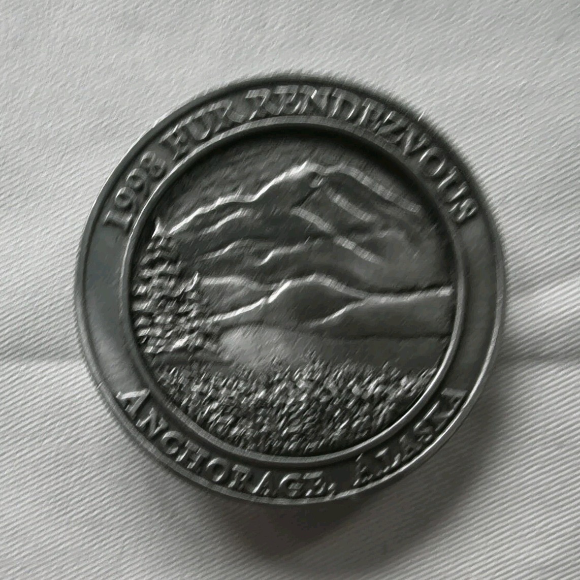 1998 Fur Rendezvous (Fur Rondy) Anchorage, Alaska Round Belt Buckle