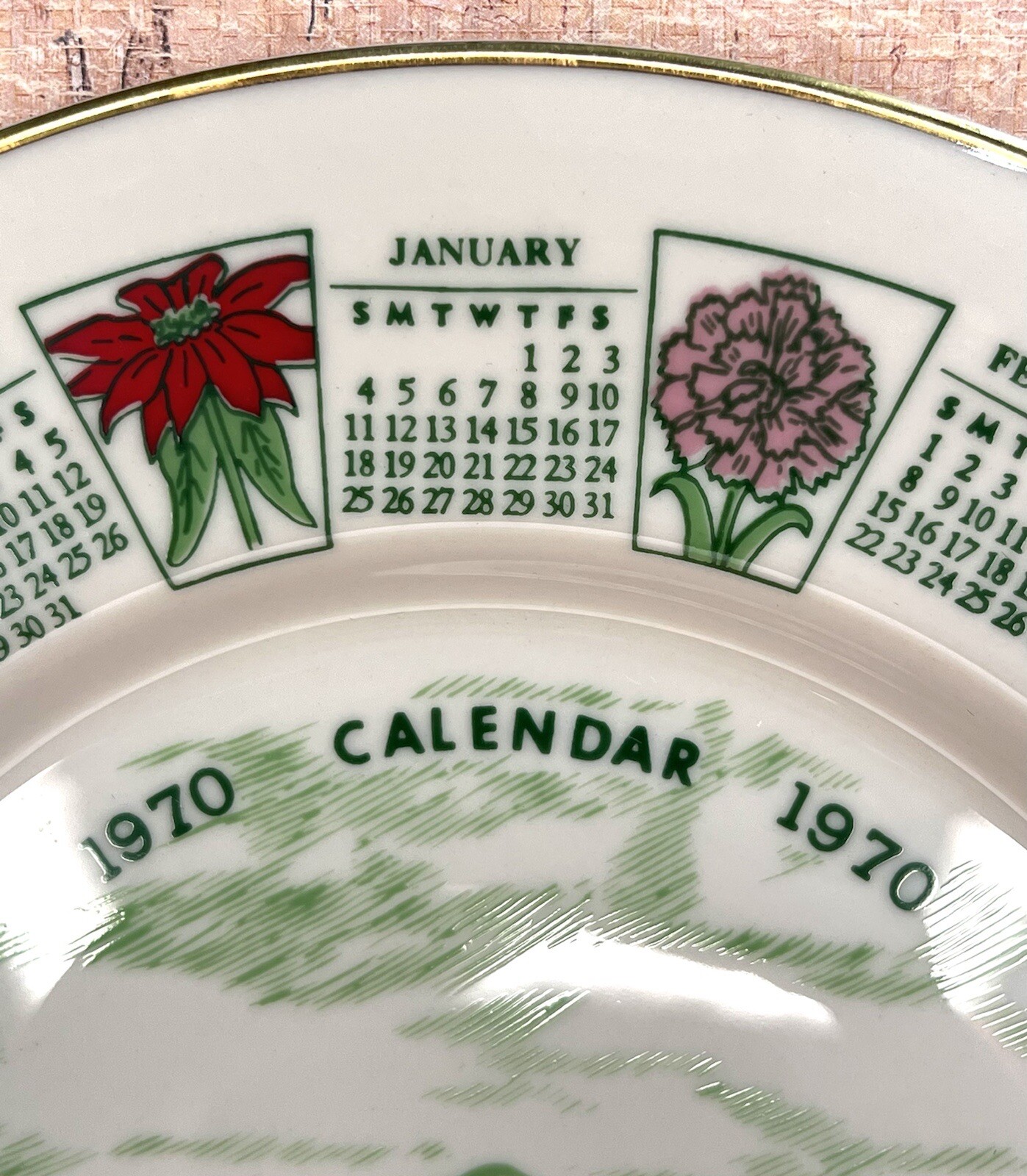Mount Hood 1970 Calendar Plate Viletta’s Arts Roseburg Oregon Vtg Souvenir NOS