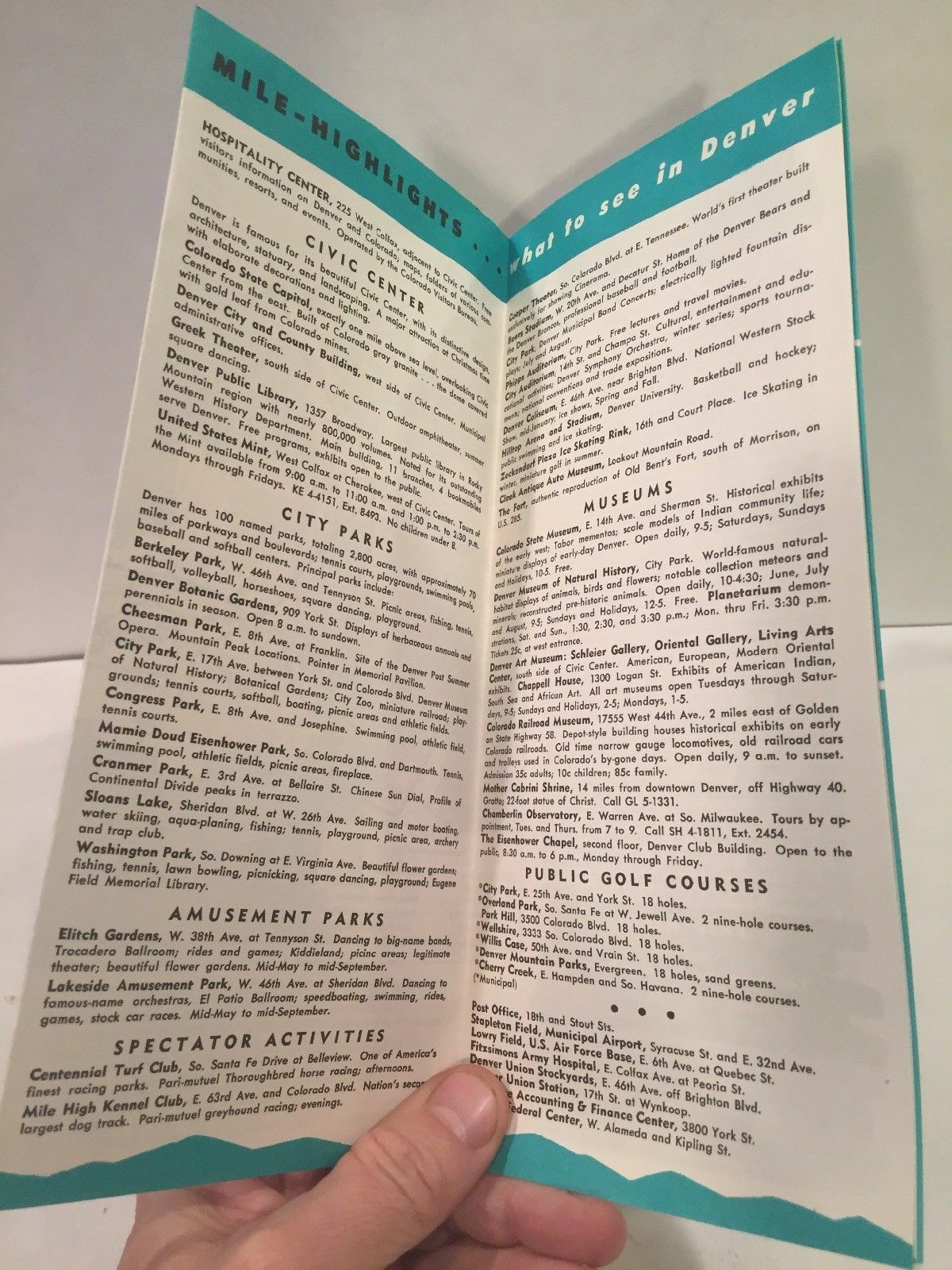 1940s Denver Convention & Visitor’s Bureau See & Do Travel Brochure & Map