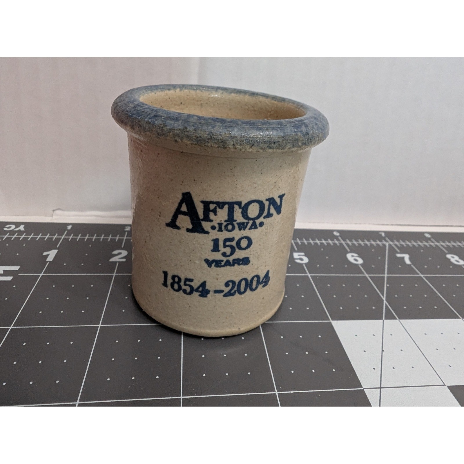 Afton Iowa Commemorative stoneware 150 years croc 1854-2004 4 in R.P Leekbang
