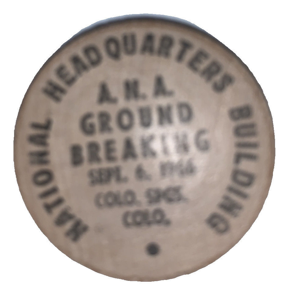 1966 A.N.A. Ground Breaking Colorado Springs, CO Wooden Nickel – Token Colorado