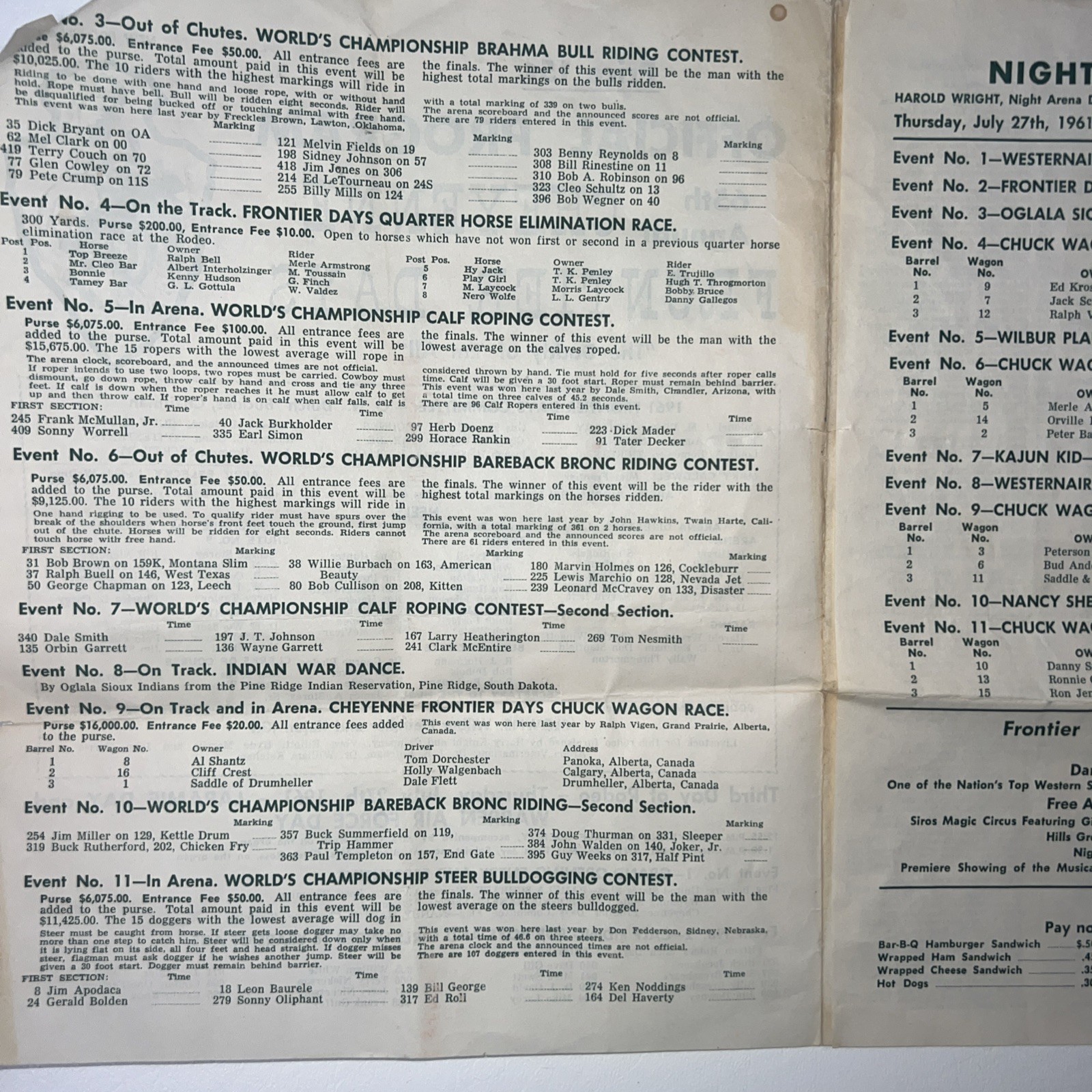 Vtg 1961 65th Annual Cheyenne Frontier Days Wyoming Souvenir Program Rodeo