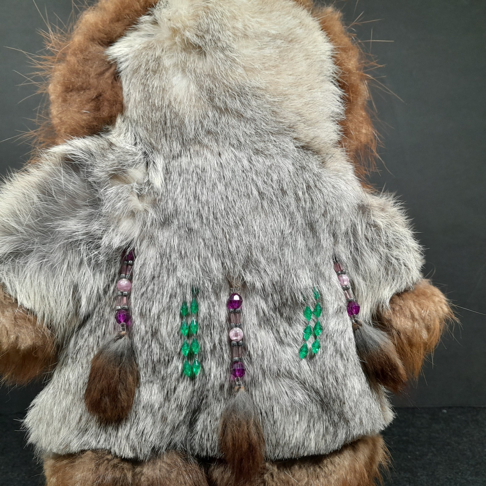 Handmade Inuit/Eskimo 12″ Female Doll Real Fur/Leather Beaded Unbranded