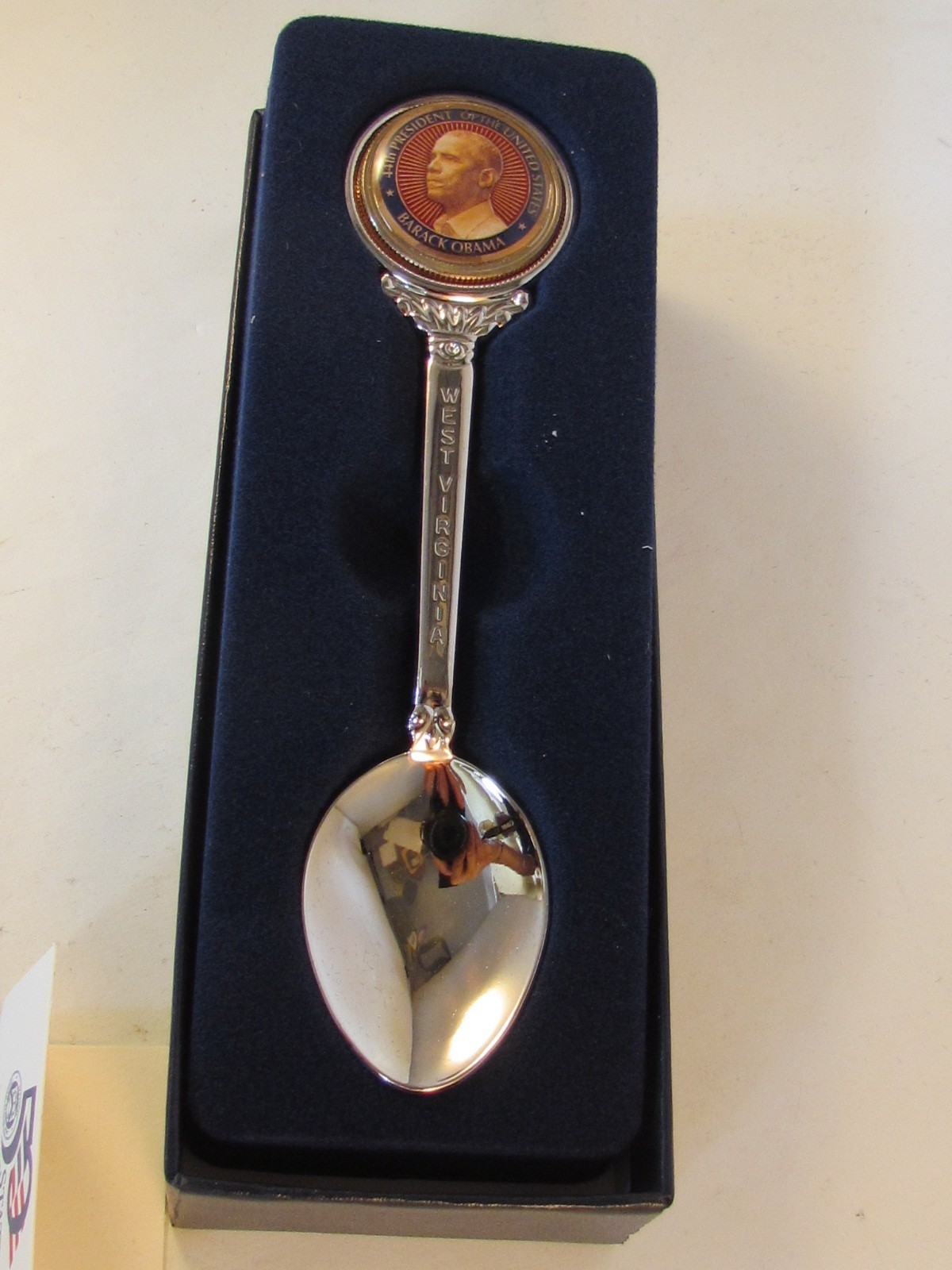 OBAMA 44th President epoxy on 50 State Quarter Spoon NEW JERSEY Stem U.S .Mint