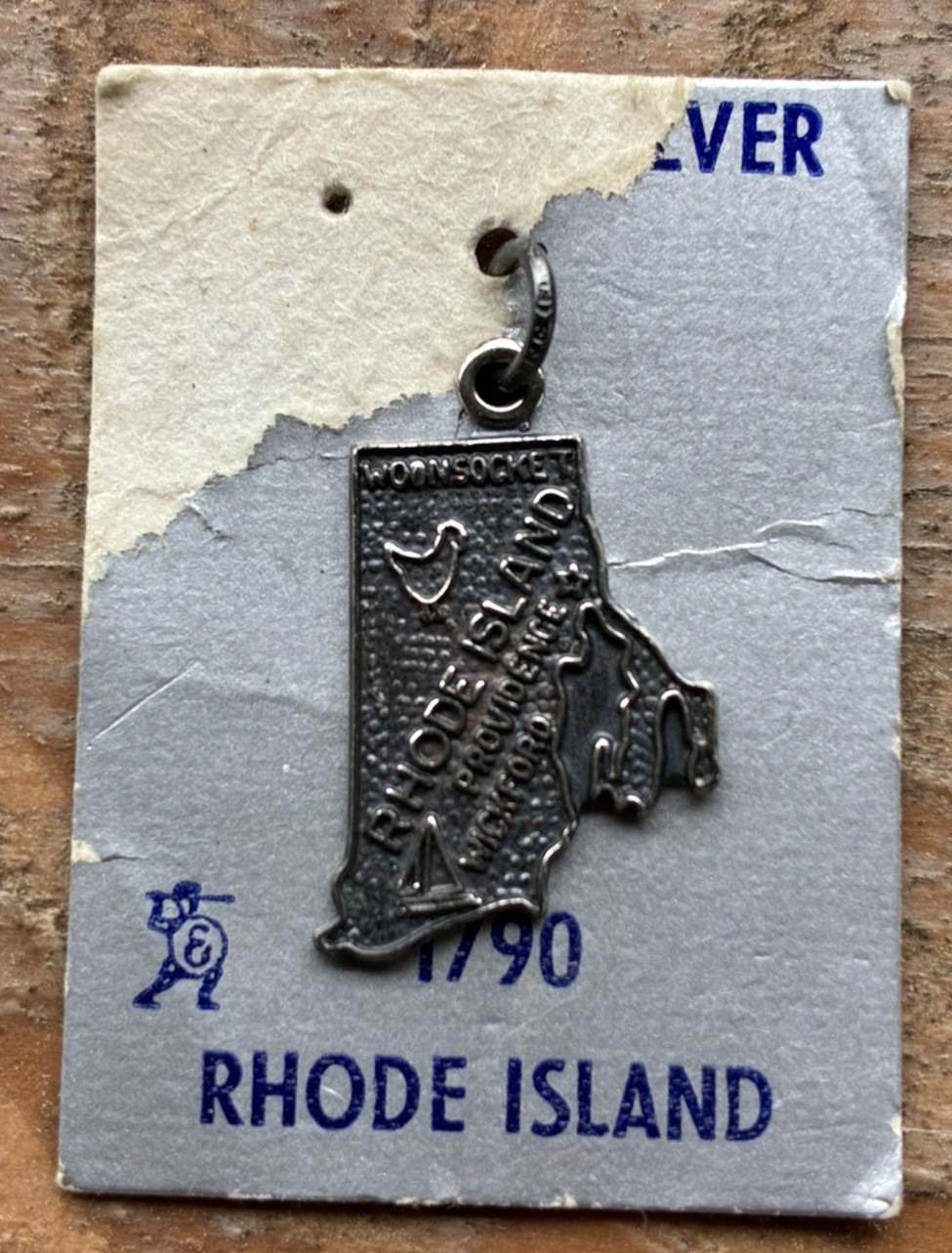 State of RHODE ISLAND Souvenir Sterling Charm–Free Ship