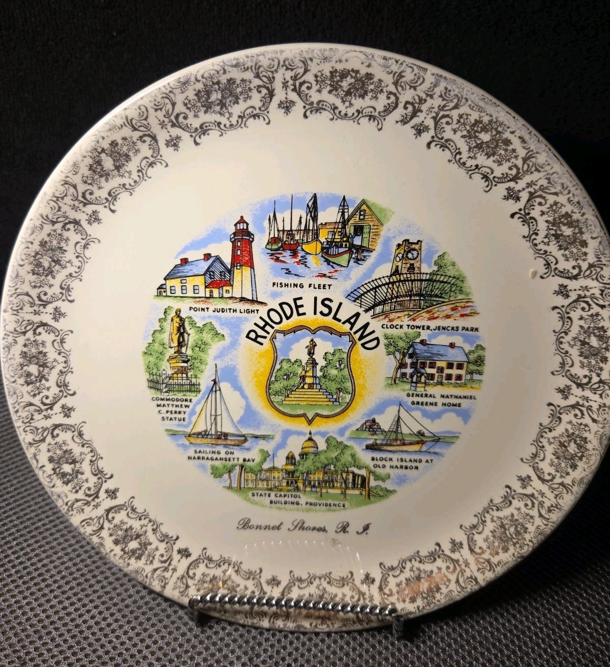 Vntg Rhode Island Souvenir Plate Bonnet Shores