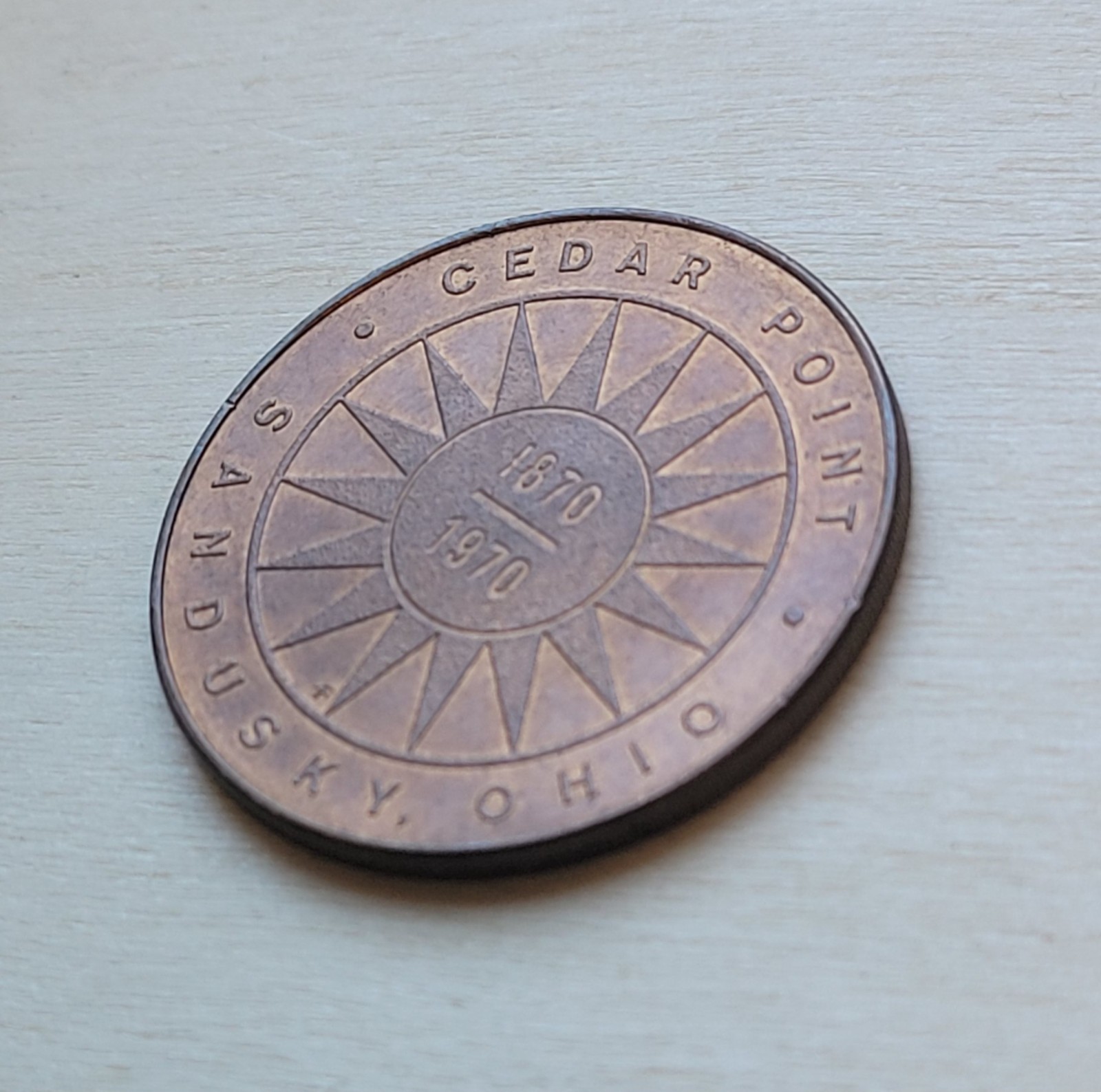 Cedar Point 100th Anniversary Original Souvenir Token 1870-1970 Sandusky Ohio