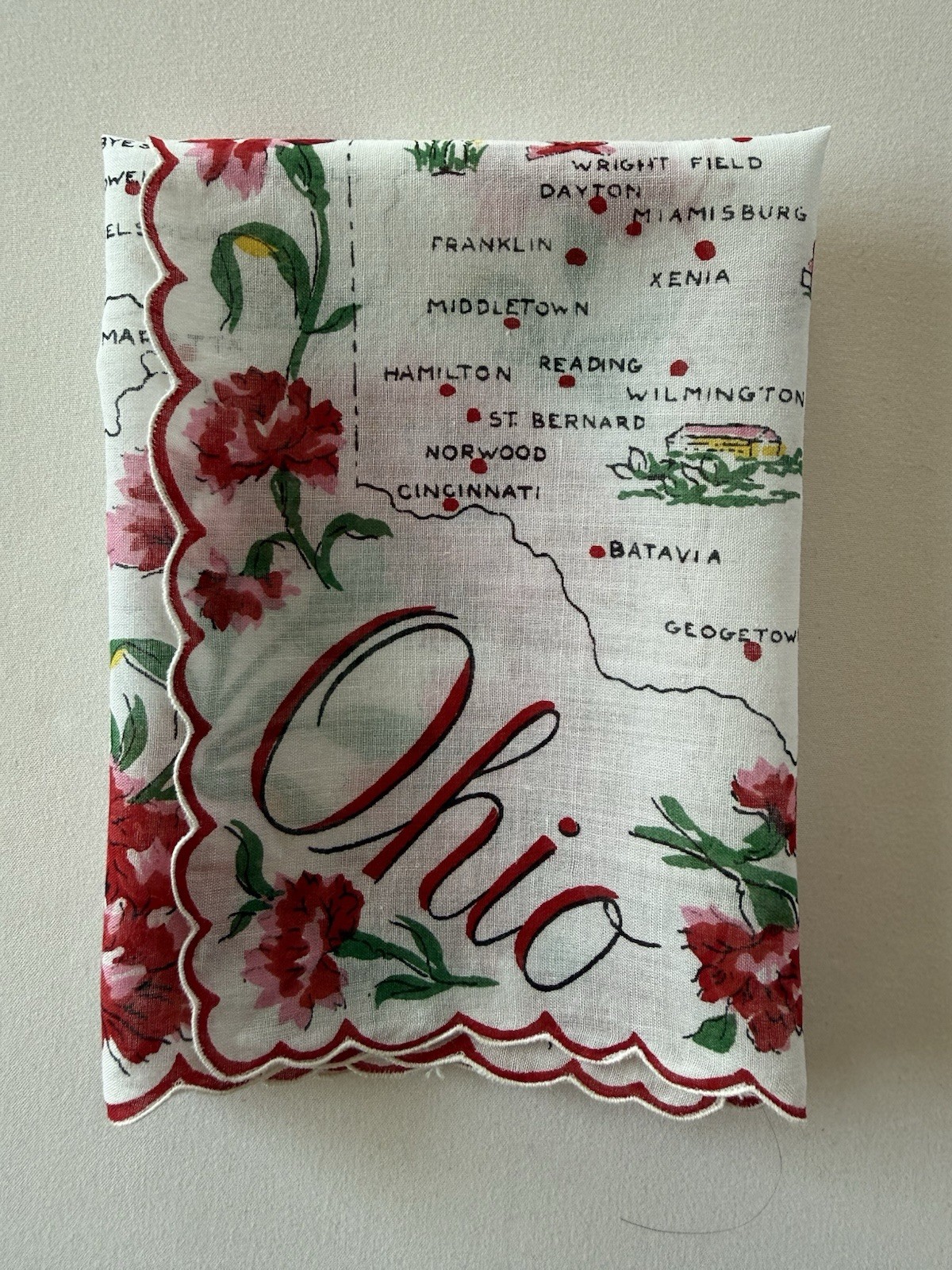 Ohio Fans! Vintage Ohio Hanky And Sesquicentennial Ohio Shaped Trinket Dish Lot