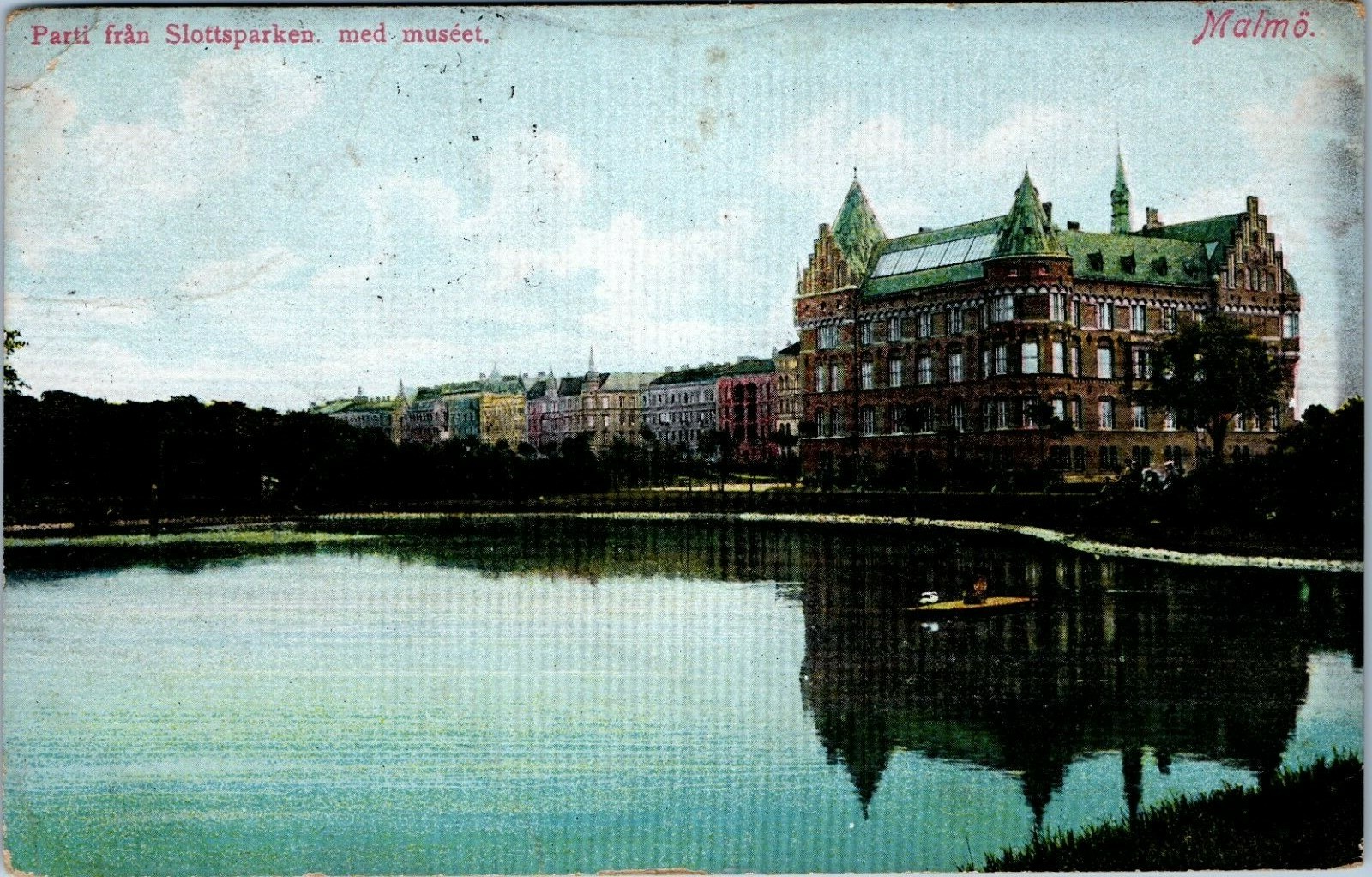1909 Parti Fran Slottsparken med museet Malmo Sweden Post Card Brefkort