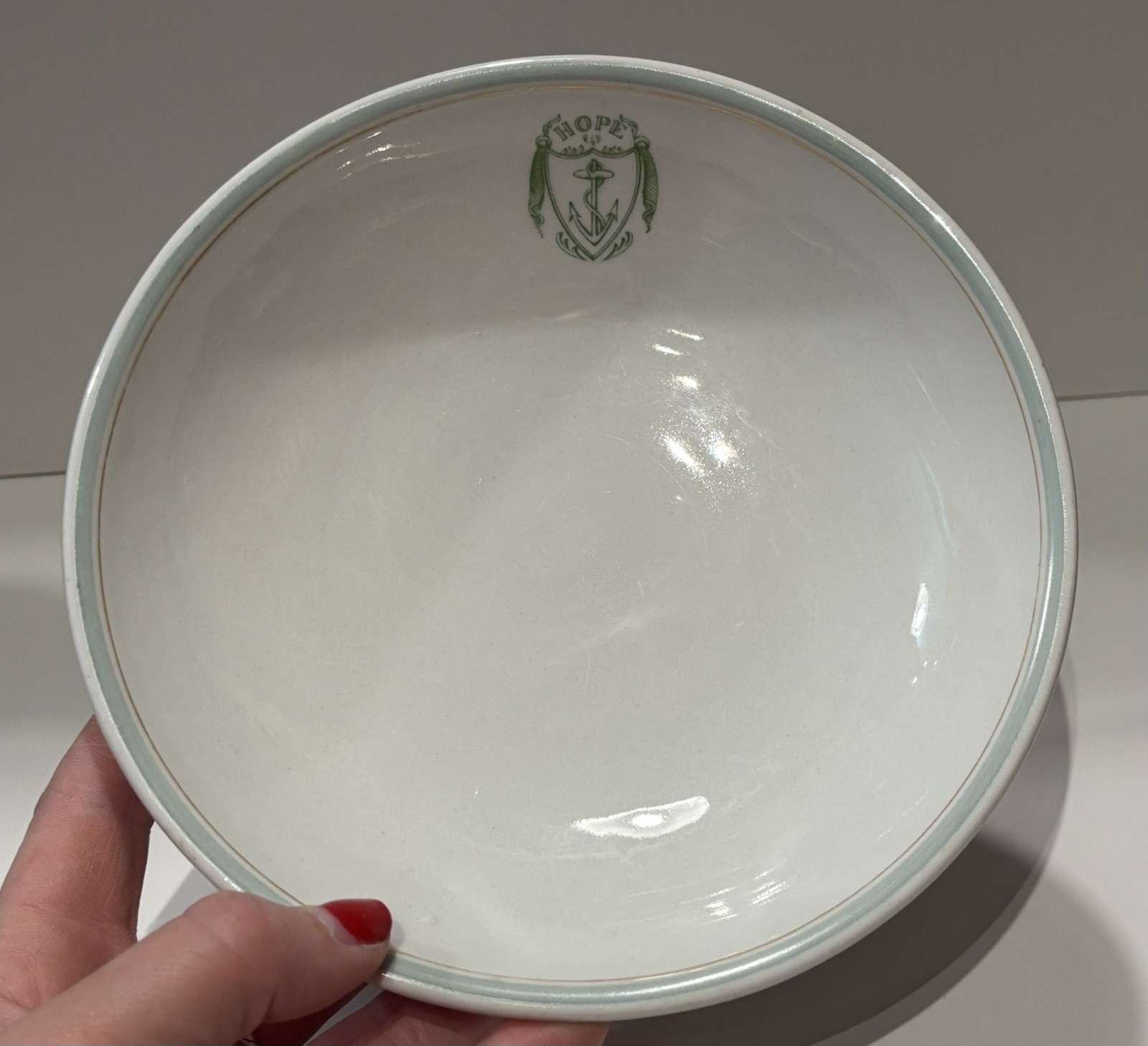 Antique RHODE ISLAND Anchor HOPE Logo Pedestal Bowl Candy Dish Lamberton China