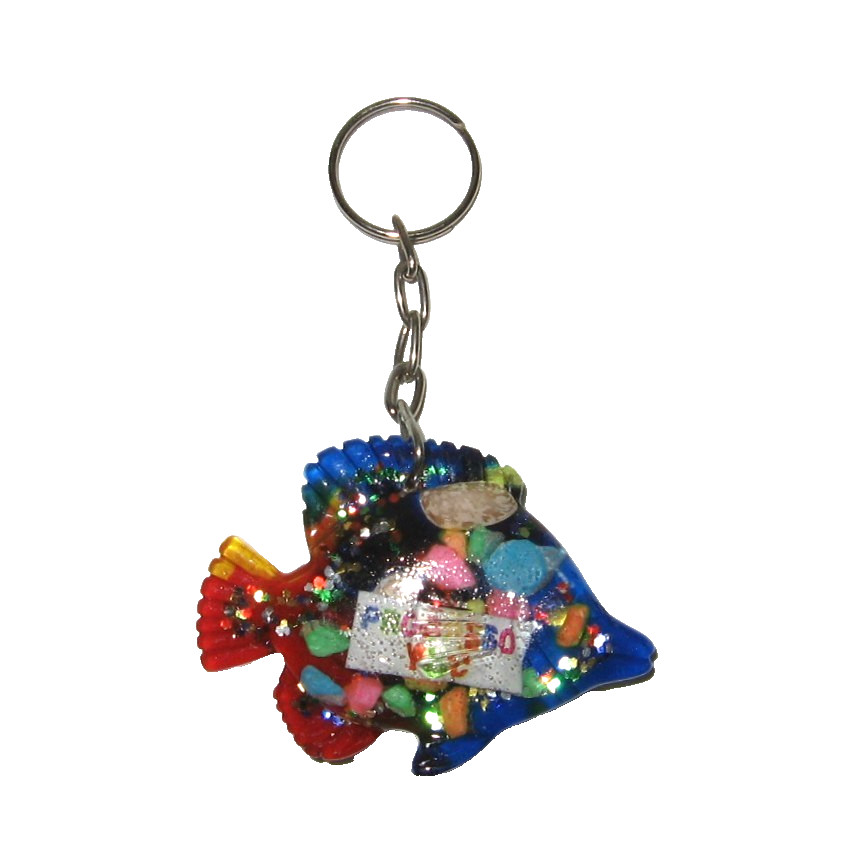 Progreso Souvenir Keychain Tropical Fish Yucatan Mexico Multicolor Glitter New