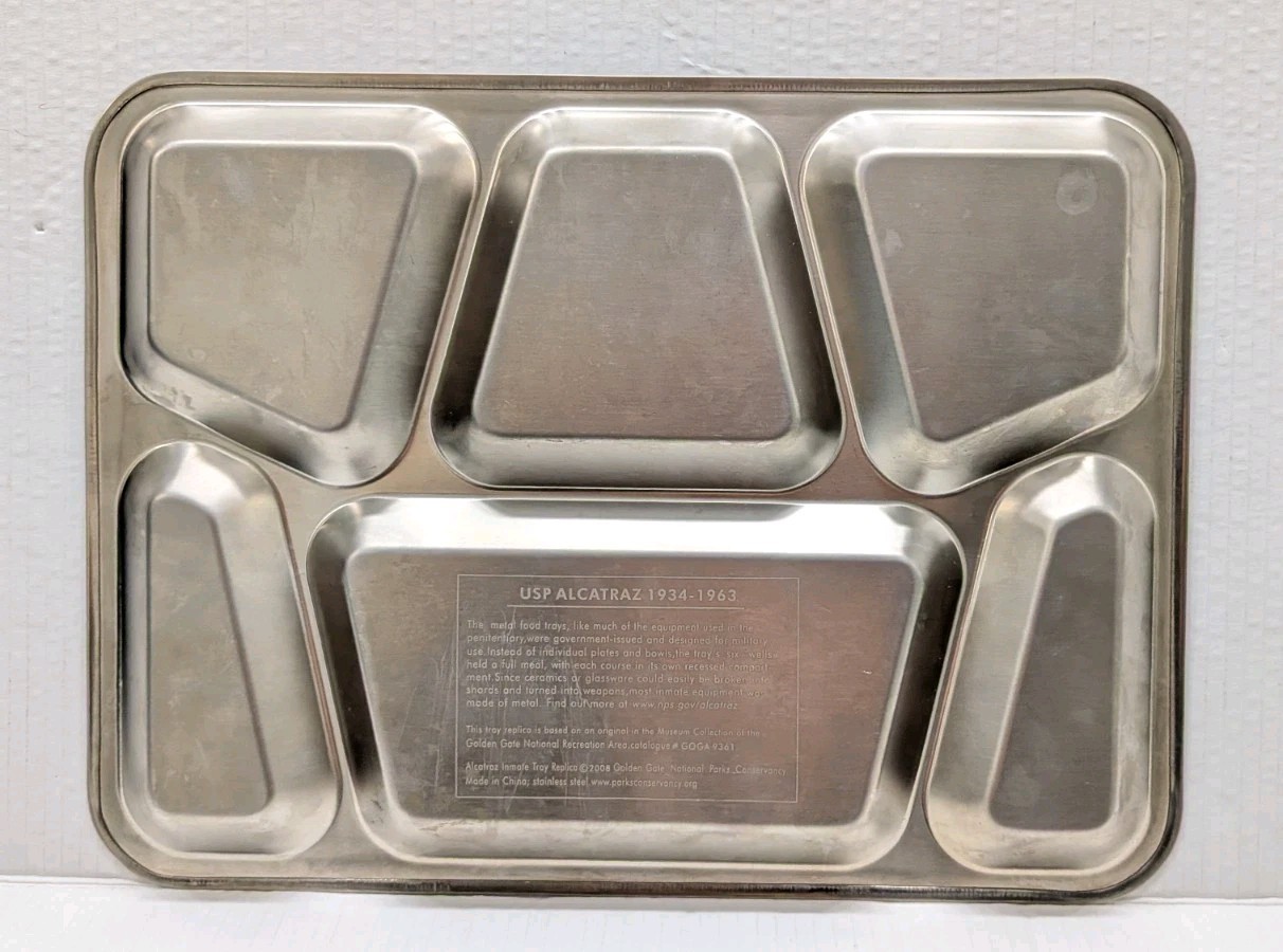 USP Alcatraz Prison Tray Replica Metal Open Meal Dinner Inmate Steel