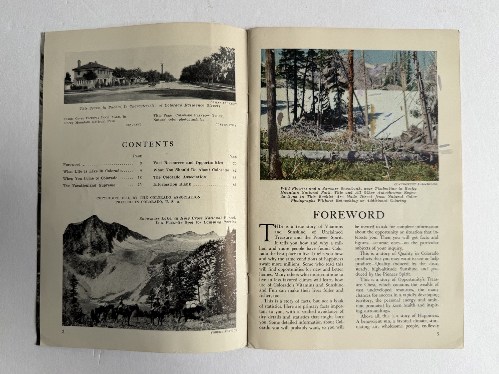 Colorful Colorado Photo Travel Guide Vintage Booklet Brochure 1930s