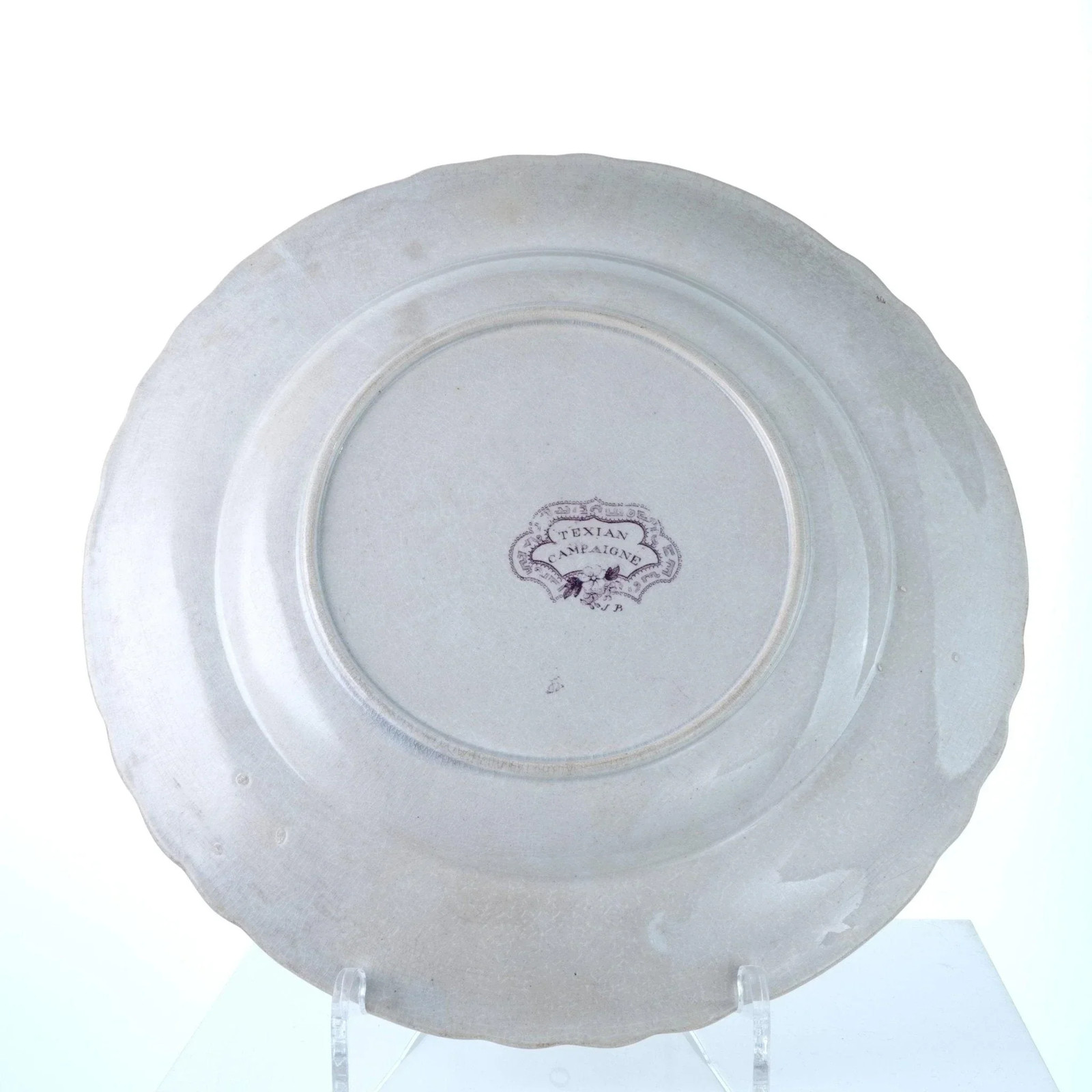c1850 Texian Campaigne 10.5″ Purple Transferware Staffordshire James Beech H
