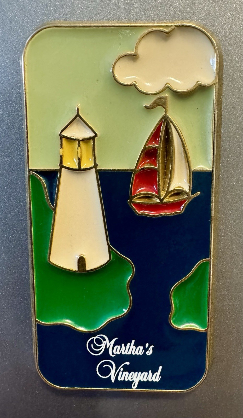 VTG Martha’s Vineyard Fridge Magnet Stained Glass Souvenir Massachusetts JAWS MA