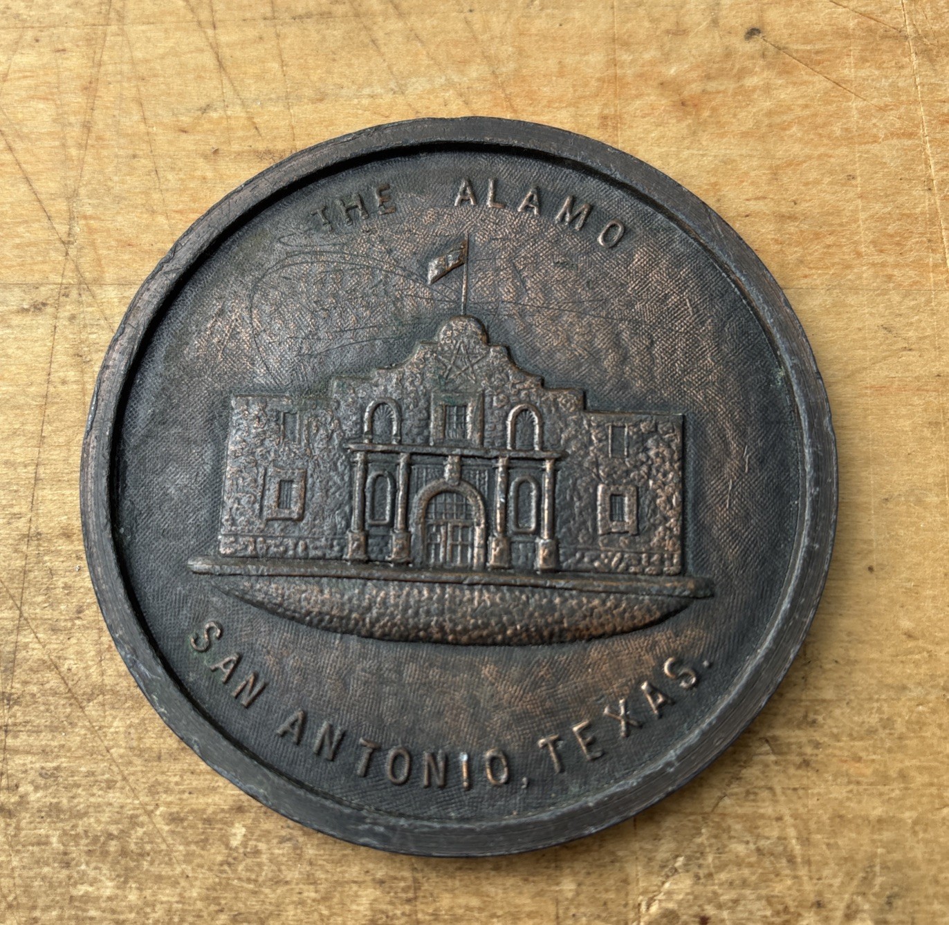 Vintage 3” Large Copper Indian Head Souvenir Penny- The Alamo San Antonio TX