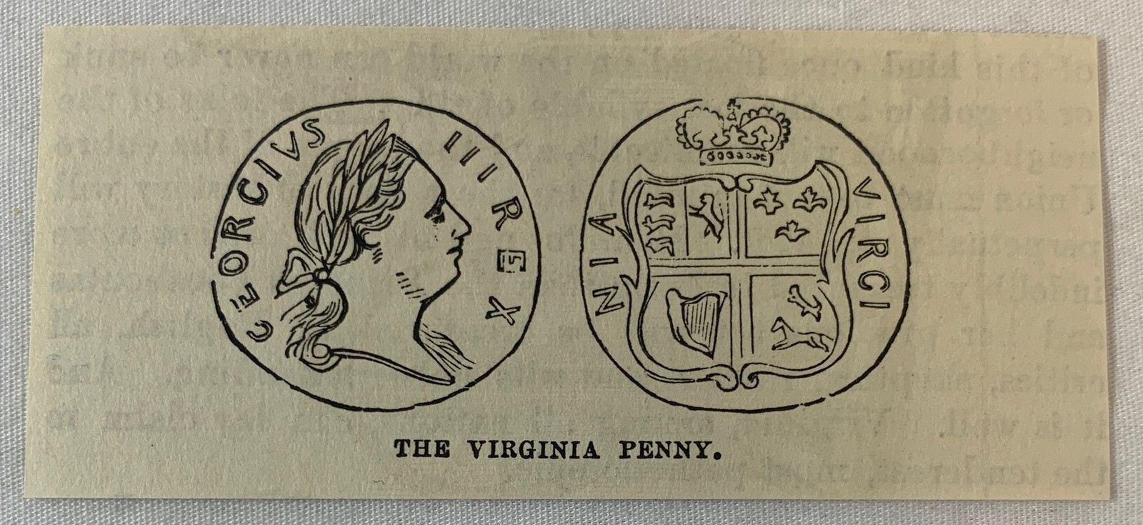 1882 small magazine engraving ~ THE VIRGINIA PENNY