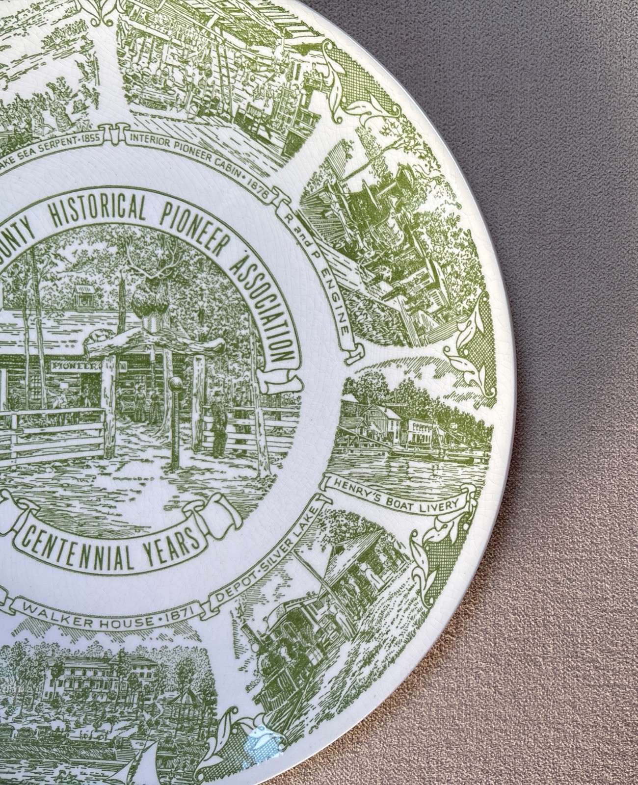 VTG~Wyoming County NY Historical Pioneer Association Centennial Years Plate~10”