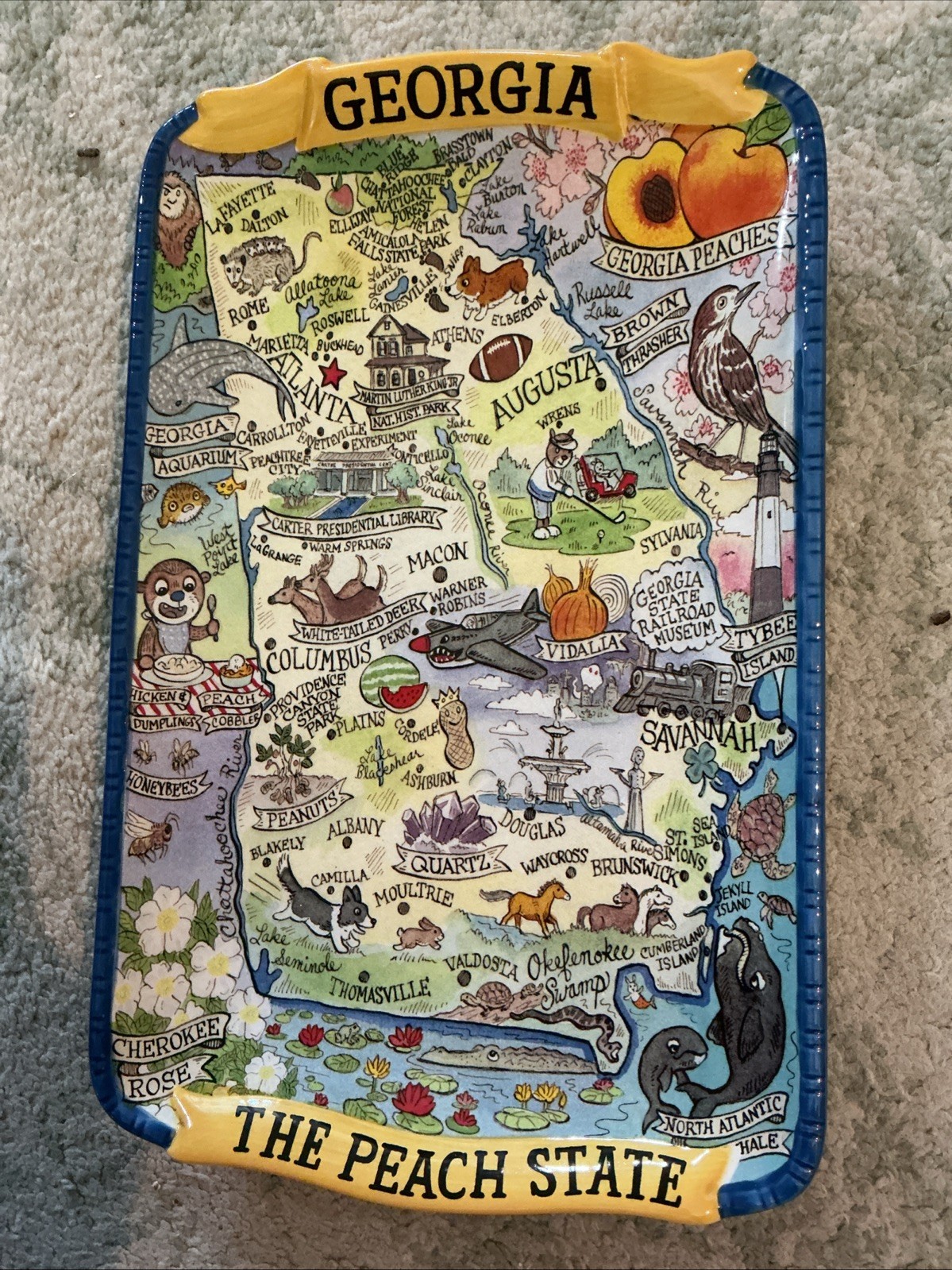 Georgia State Ceramic Tray Map