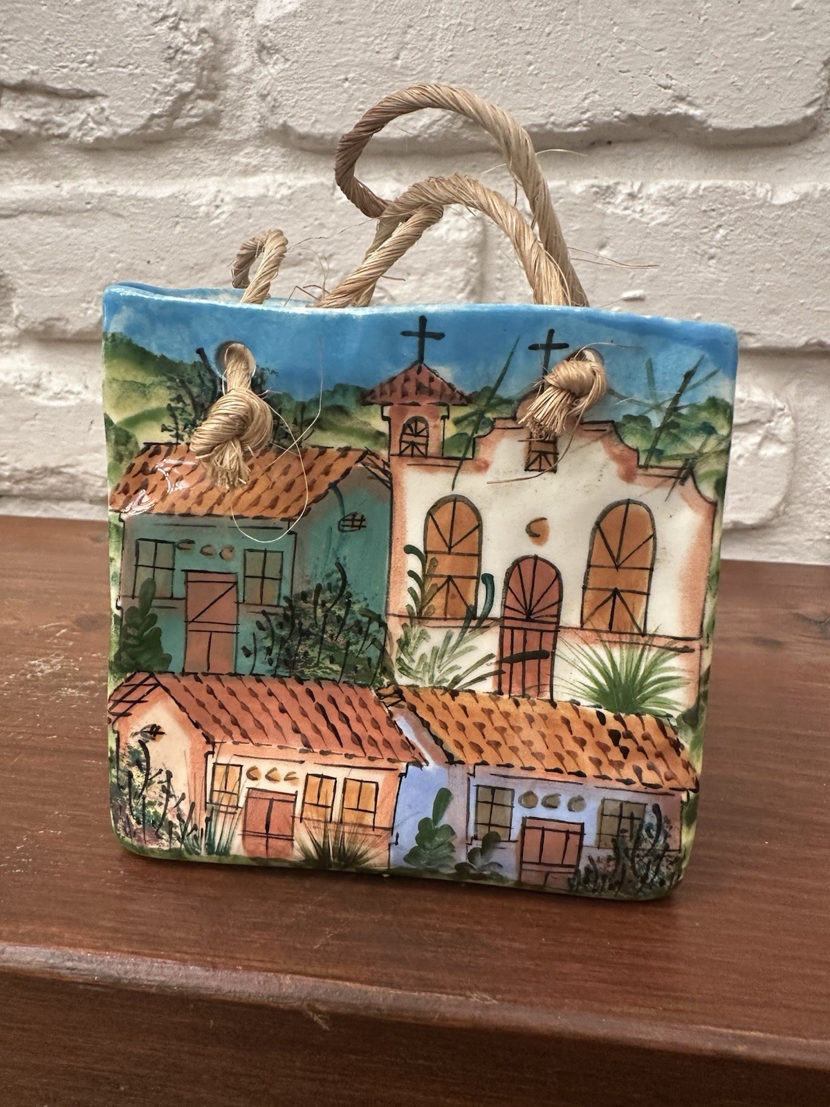 Costa Rica Souvenir Ceramic Gift Bag , Hand Painted . Multicolor