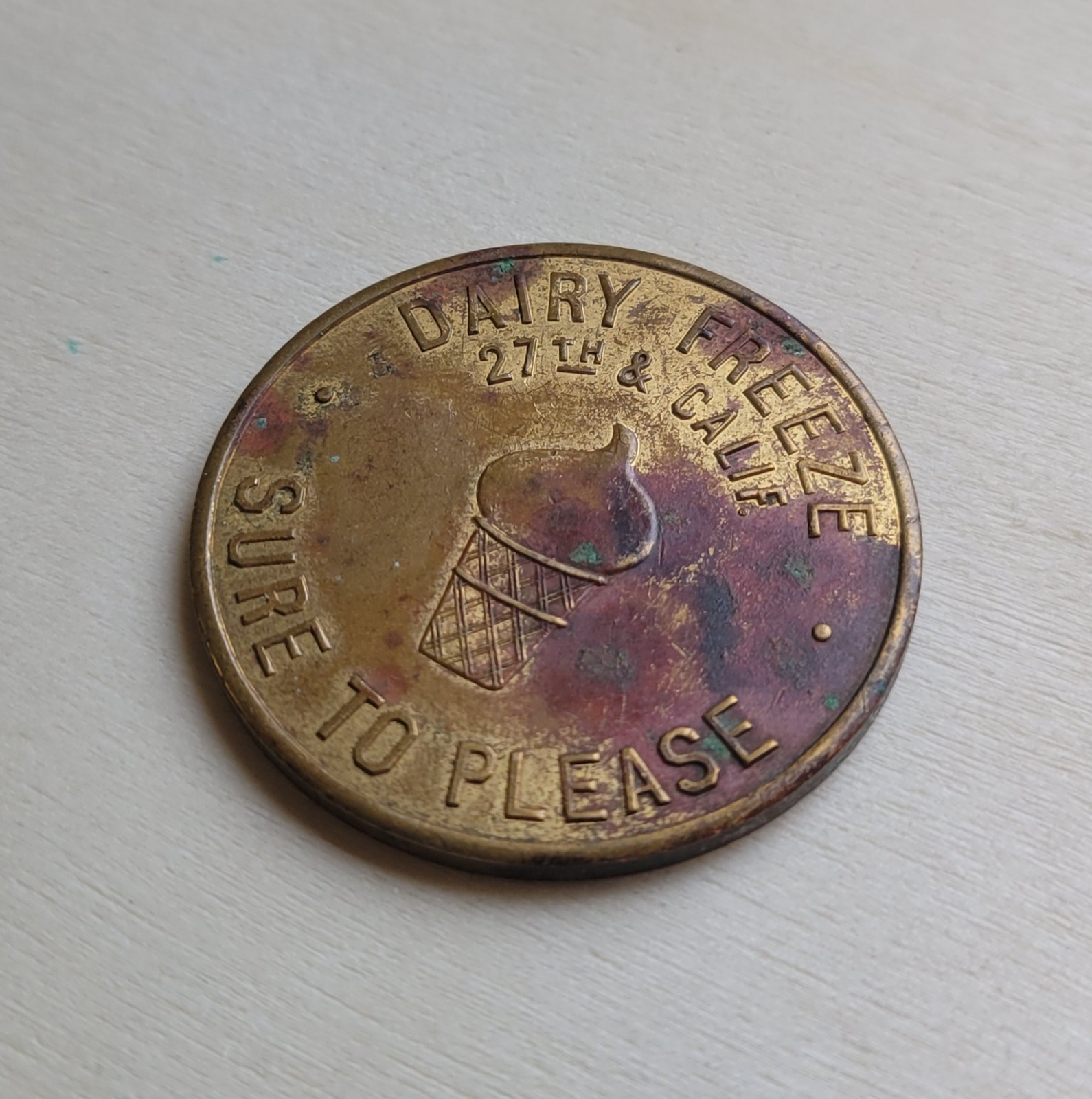 Dairy Freeze Kiddieland Topeka Kansas Good For One Ride Brass Token Vintage