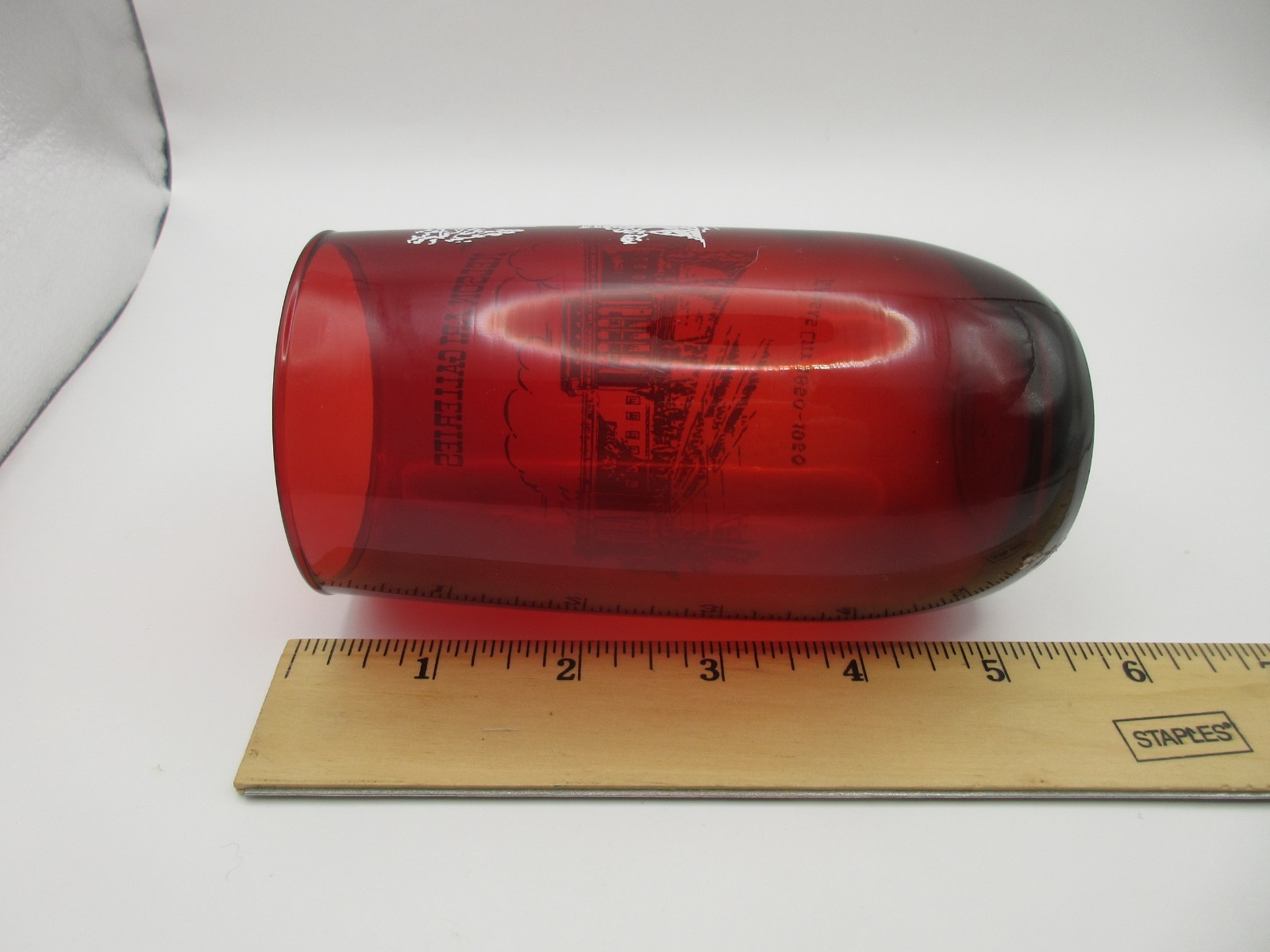 Vtg Ruby Red Glass Tumbler Nelson Art Galleries Museum Kansas City MO 1850-1950
