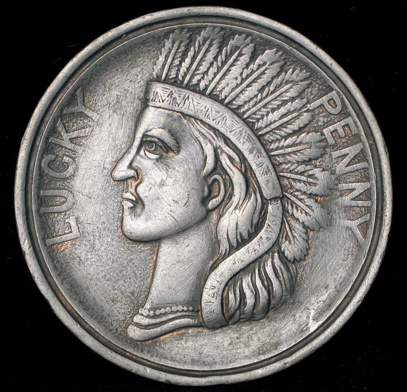 NEW YORK CITY ADVERTISING STATUE OF LIBERTY LUCKY INDIAN HEAD PENNY PAPERWEIGHT