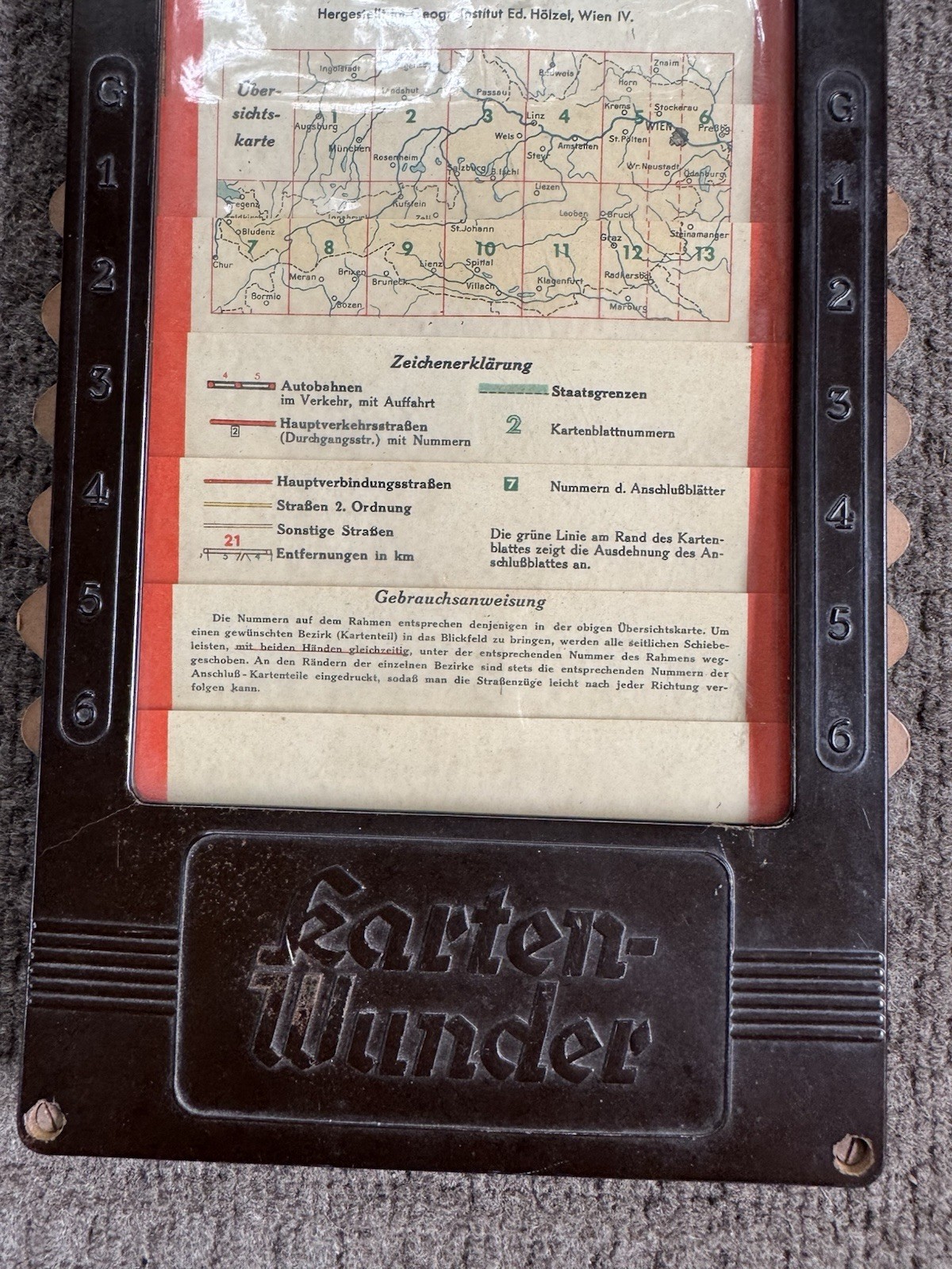 Vintage Austria KARTEN-WUNDER Automobile Car Road Map Bakelite