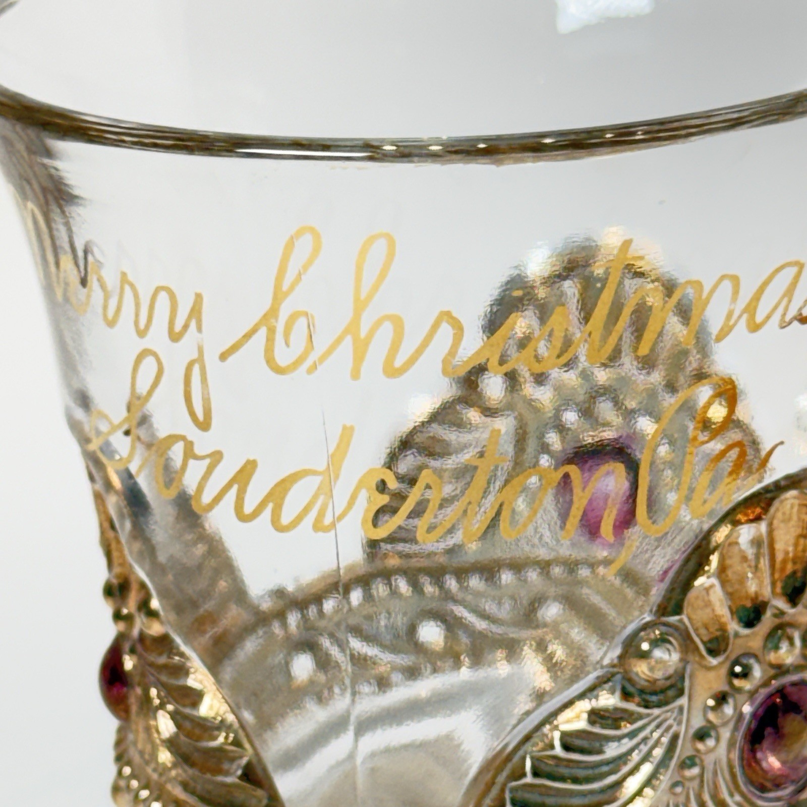 Souderton Pennsylvania PA Antique DEPRESSION Glass Souvenir Painted Trinket Cup