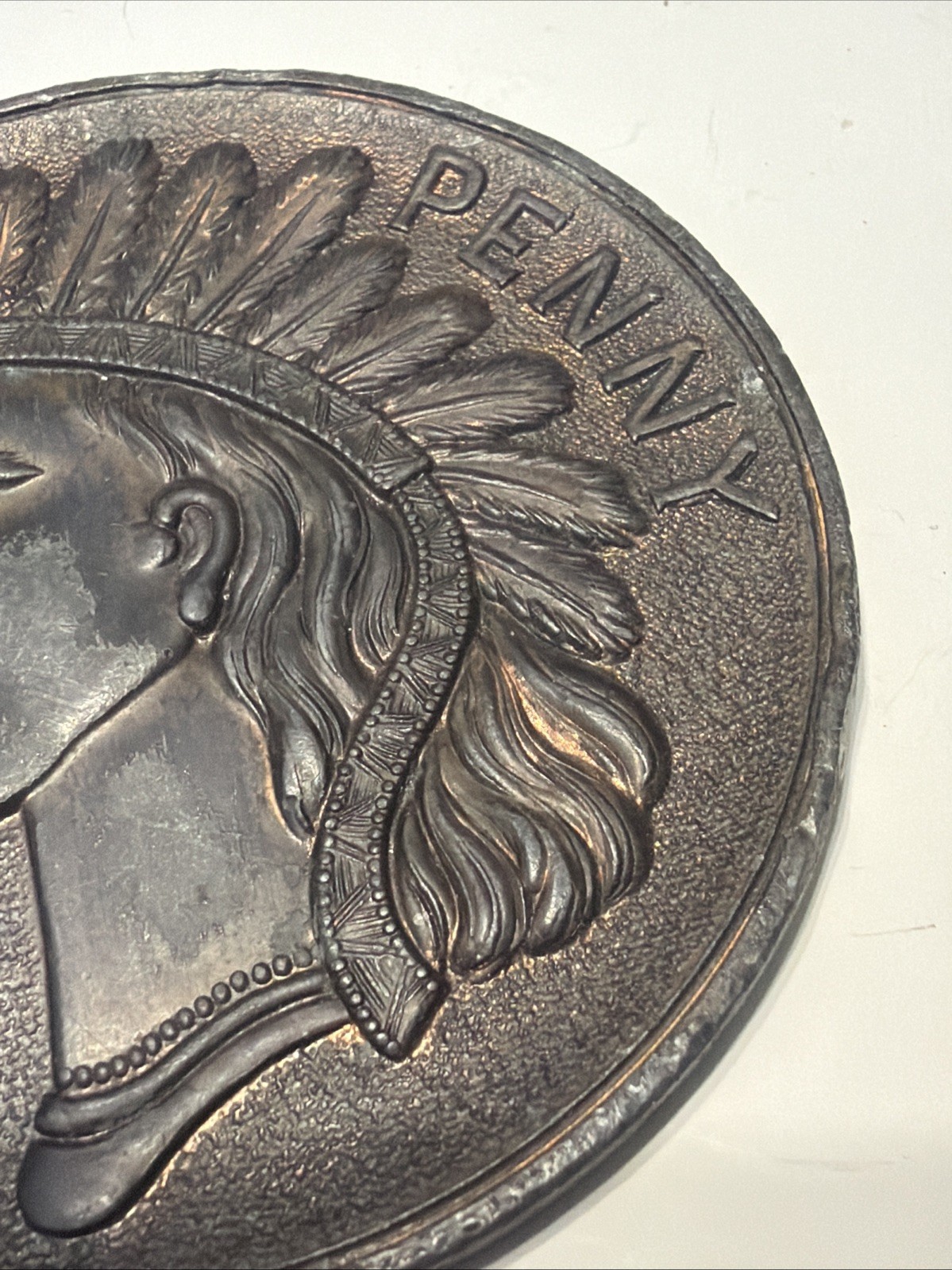 Large Antique 1920’s Indian Head Lucky Penny Souvenir Coin Niagara Falls