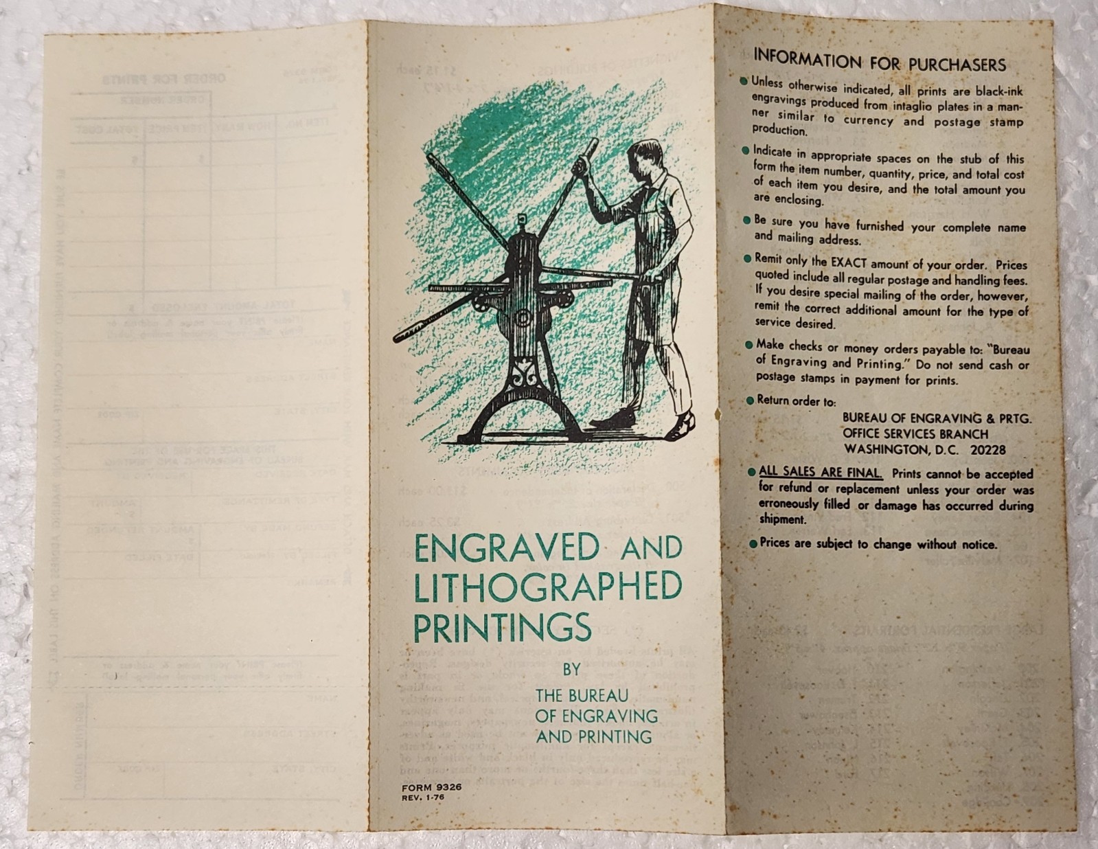 Engraved and Lithographed Printings Bureau of Engraving & Printing Brochure 1970