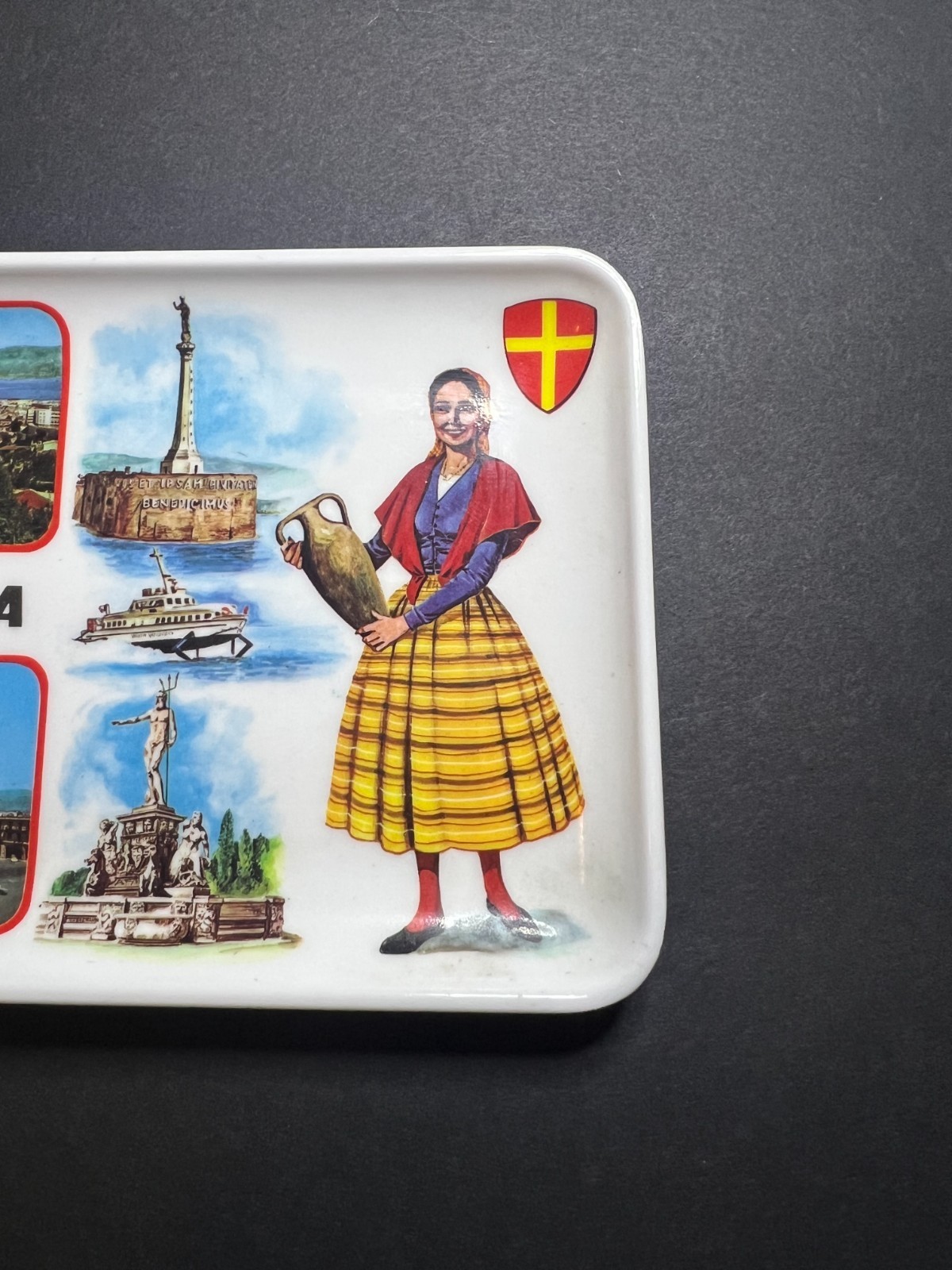 Vintage Mebel Italian Messina Italy Decorative Rectangular Souvenir Trinket Dish